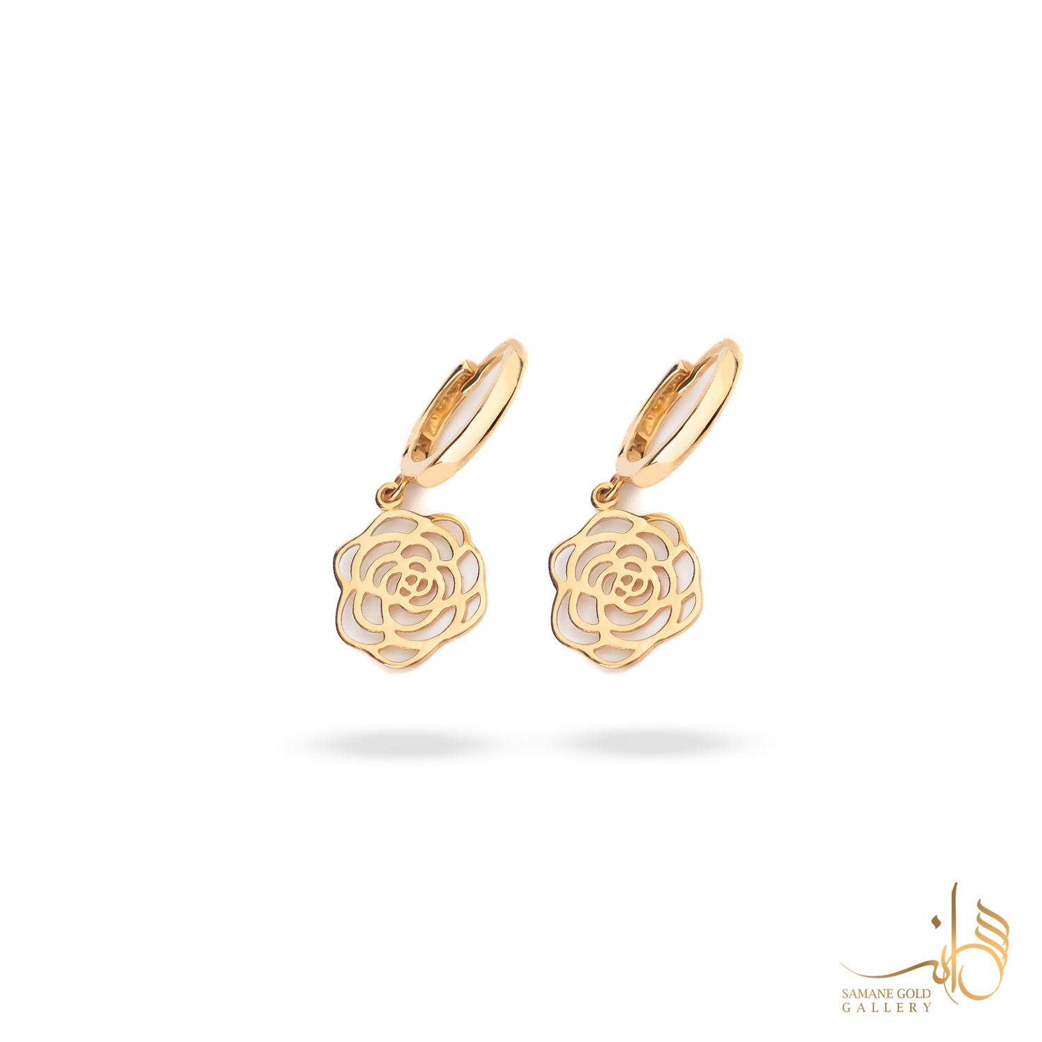 گوشواره طلا روکو گل رز تخت