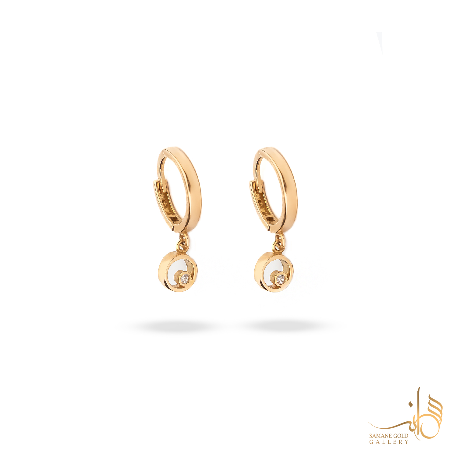 گوشواره طلا روکو دایره کوچک تک‌نگین