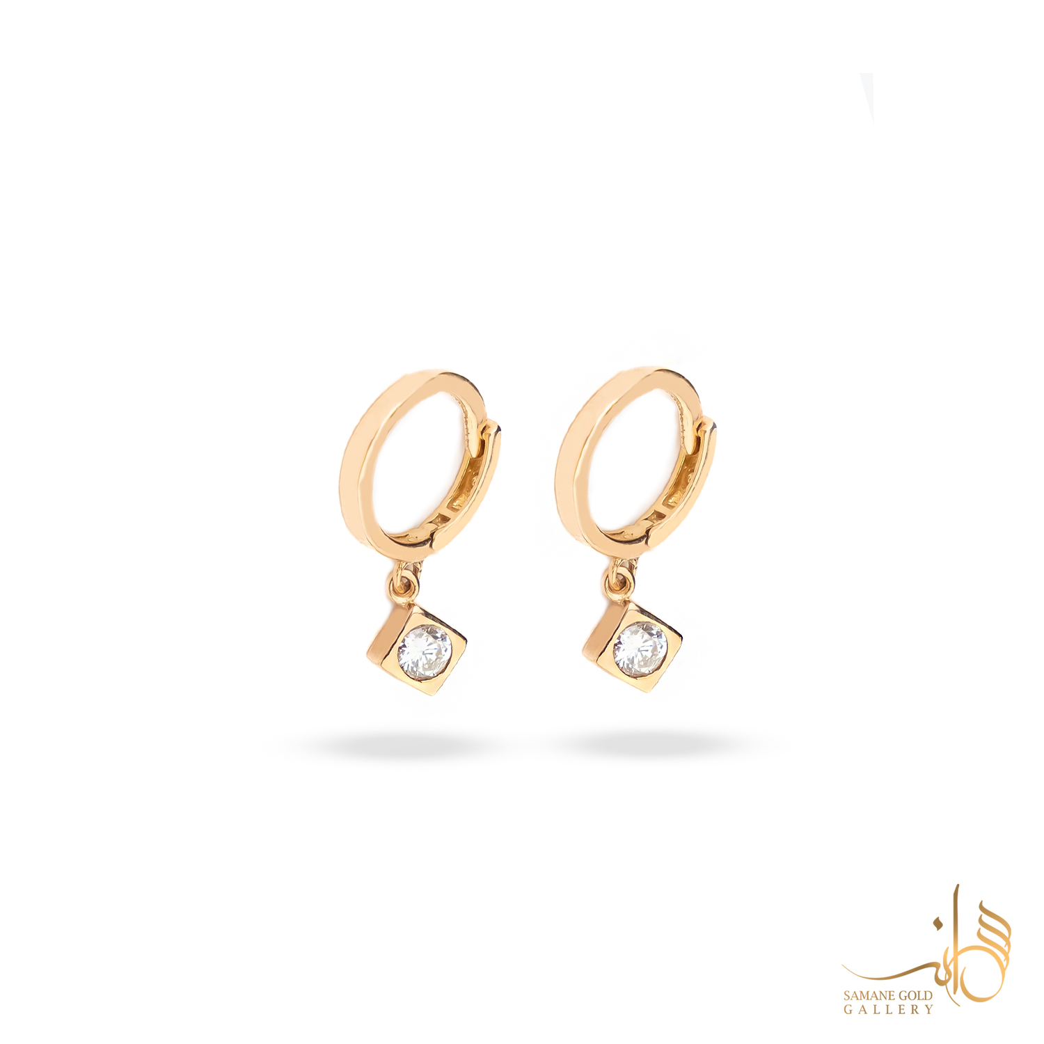 گوشواره طلا روکو مربع تک‌نگین