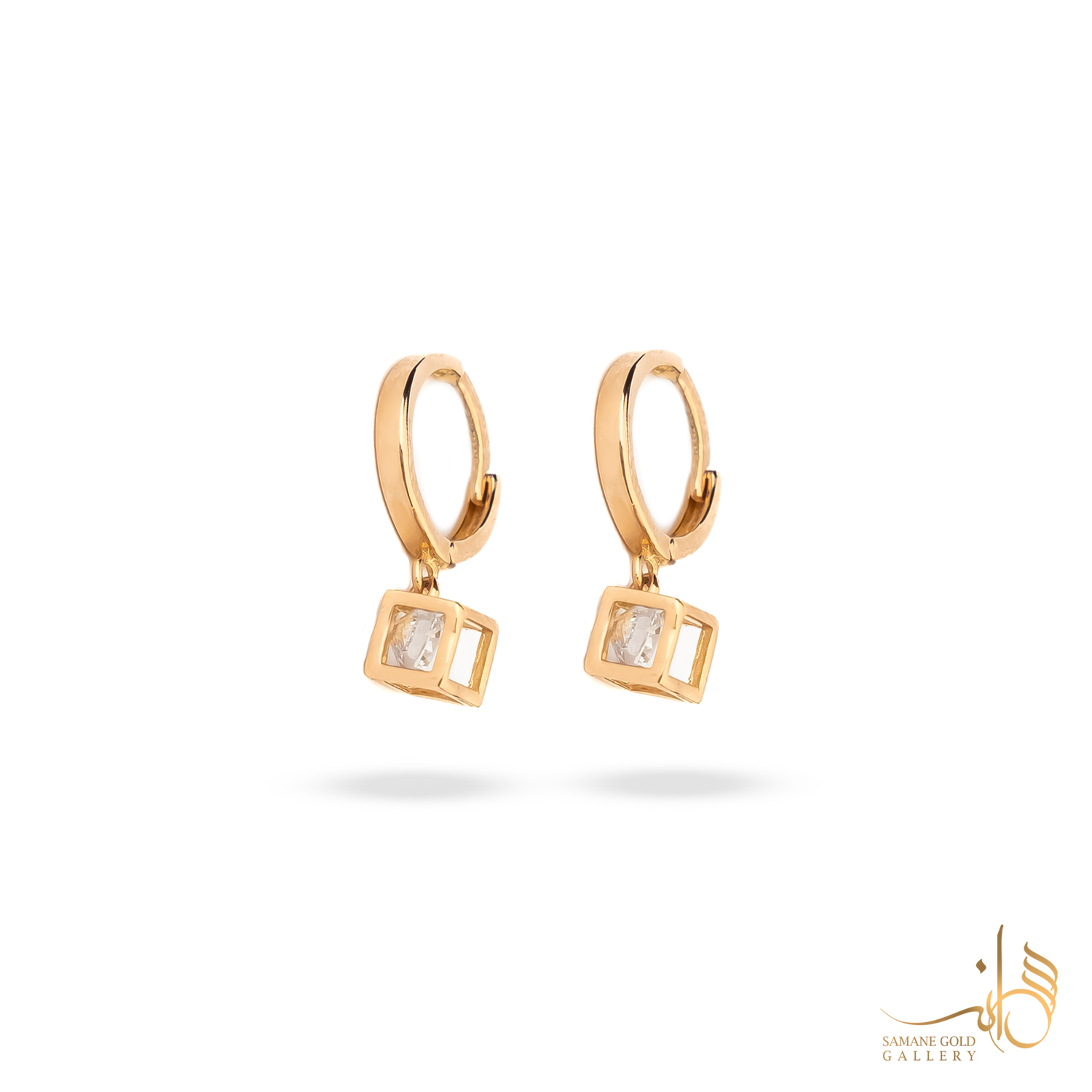 گوشواره طلا روکو مکعب تک نگین