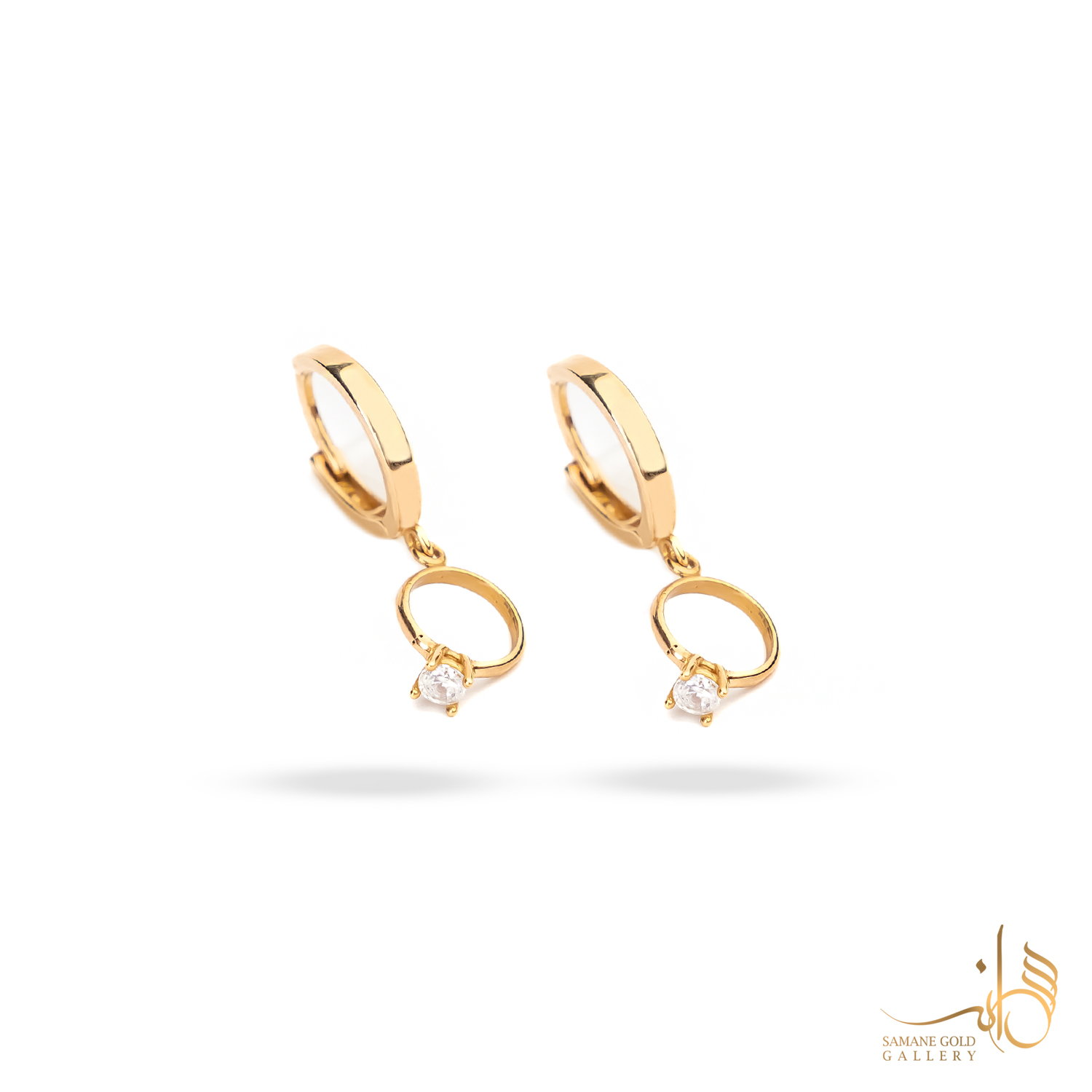 گوشواره طلا روکو حلقه سولیتر