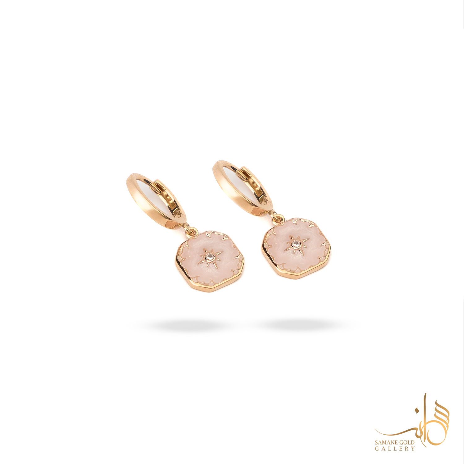 گوشواره طلا روکو نورین مینا صورتی