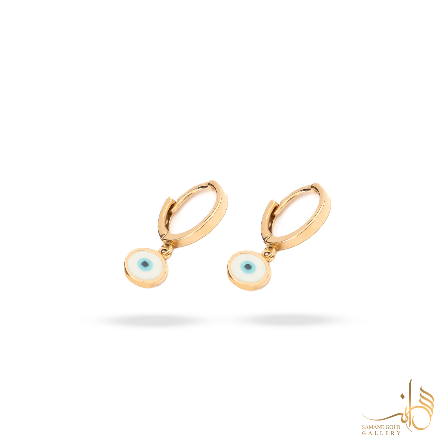 گوشواره طلا روکو چشم نظر سفید