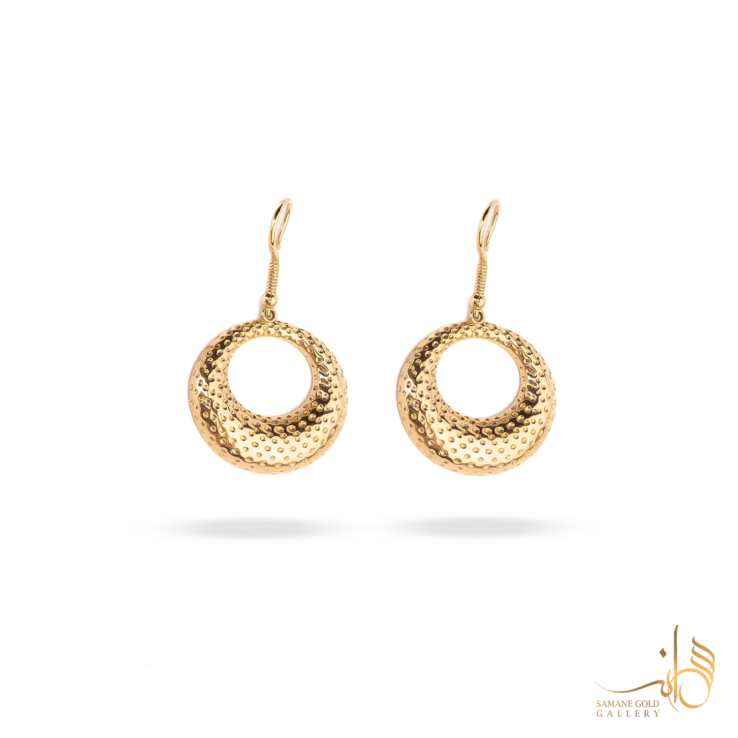 گوشواره طلا عصایی دایره چکش‌خورده