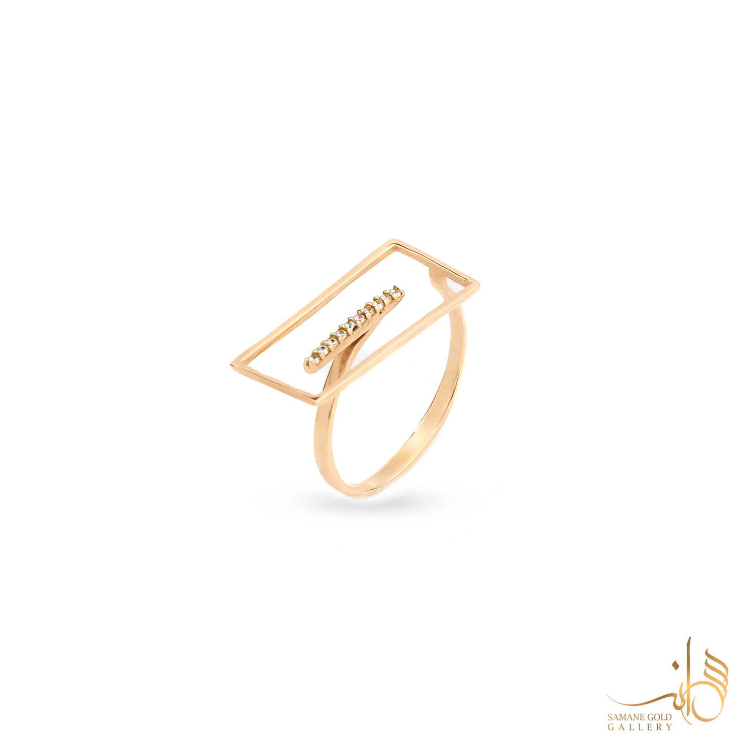 انگشتر طلا کنج مستطیل نگین دار