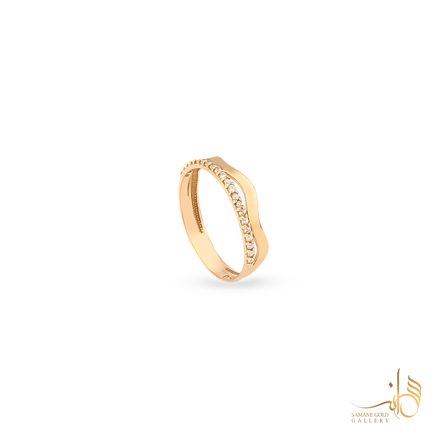 انگشتر طلا موج و رینگ نگین‌دار