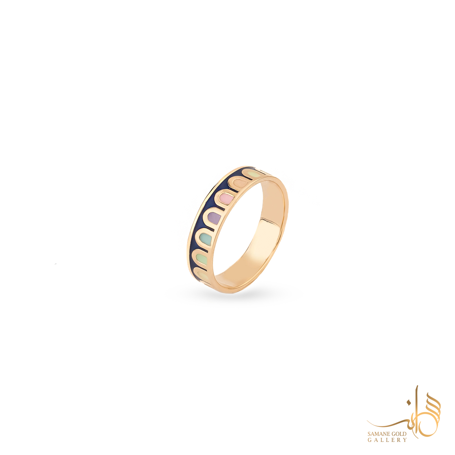 انگشتر طلا اروسی میناکاری سرمه‌ای