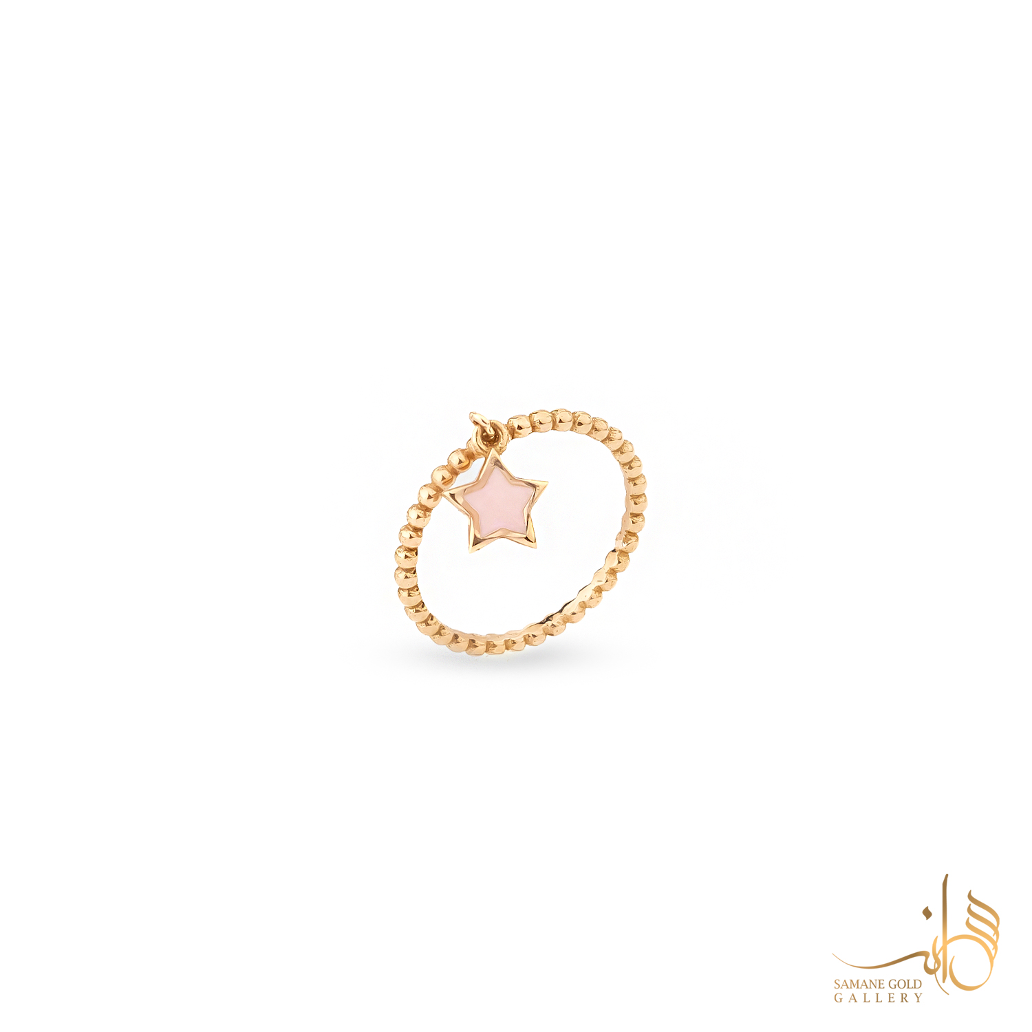 انگشتر طلا گوارسه ستاره مینا صورتی