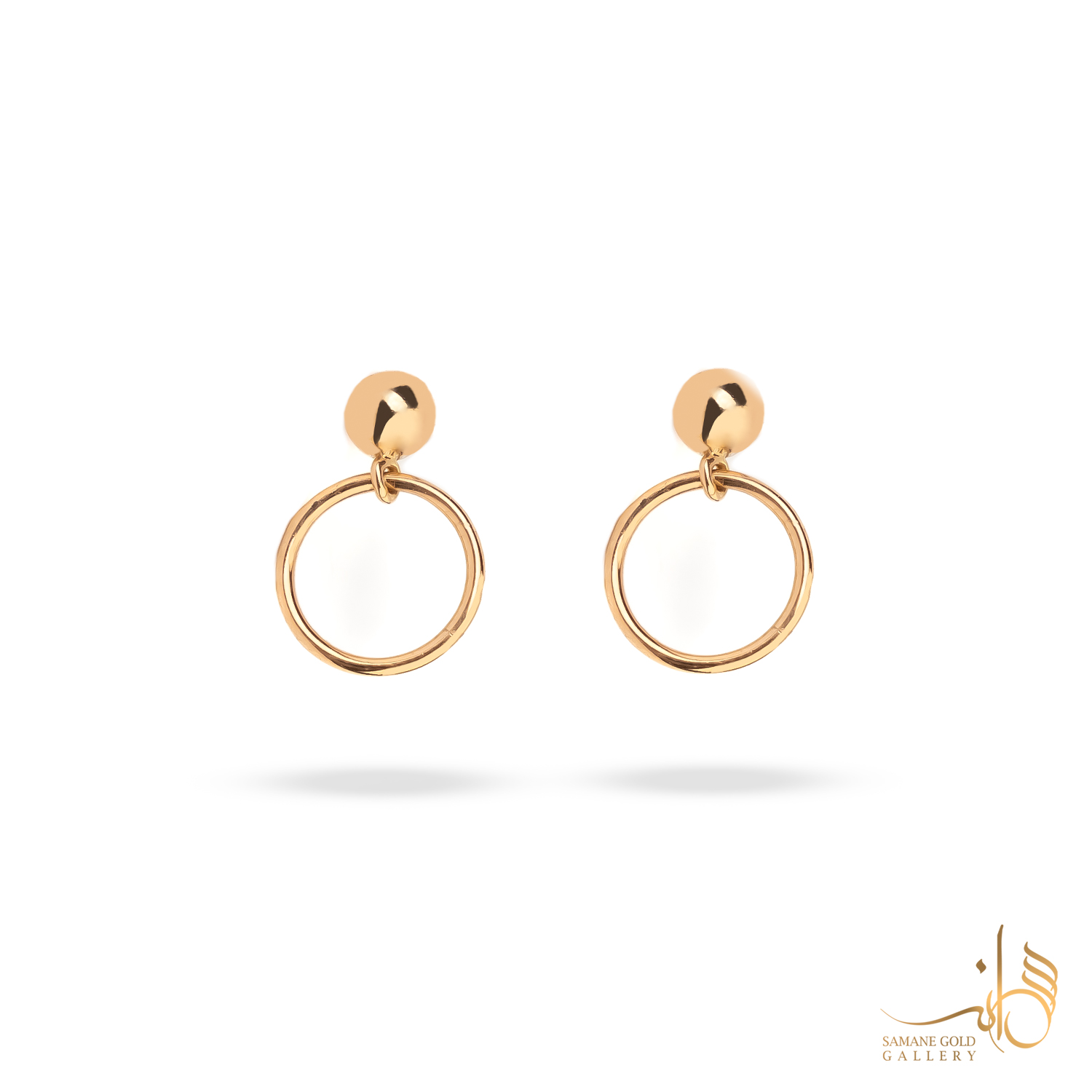 گوشواره طلا میخی گوی و حلقه