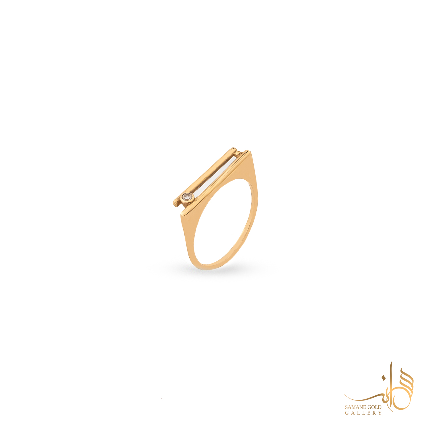 انگشتر طلا دوخط و نگین