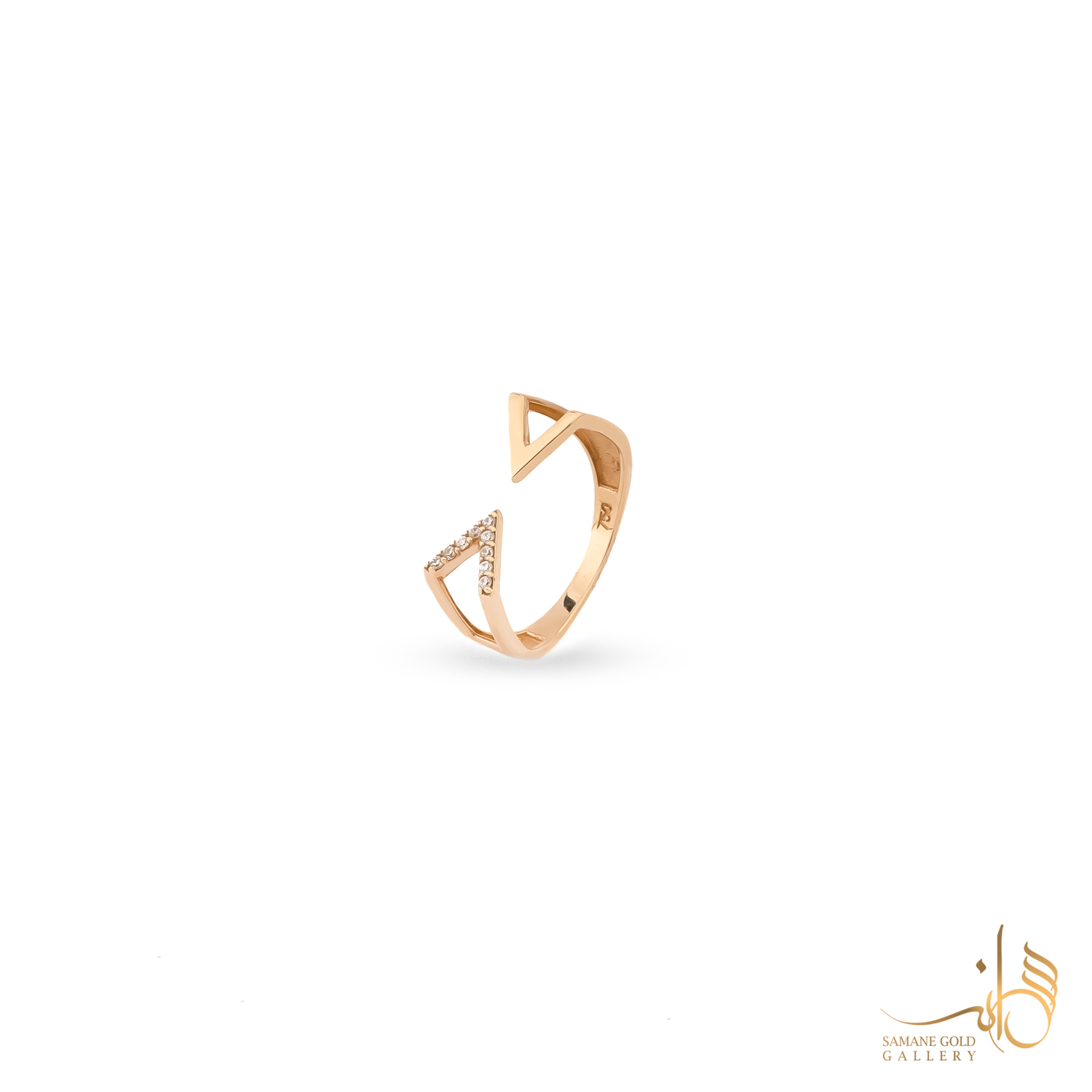 انگشتر طلا v نیمه نگین دار