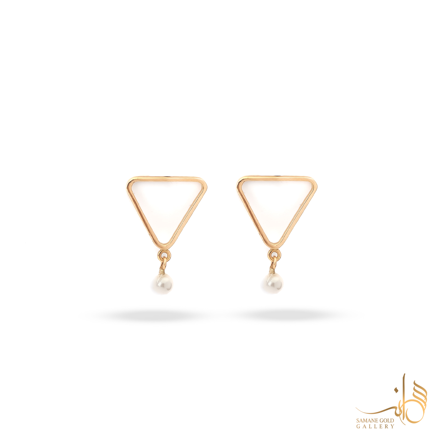 گوشواره طلا میخی مثلث و مروارید