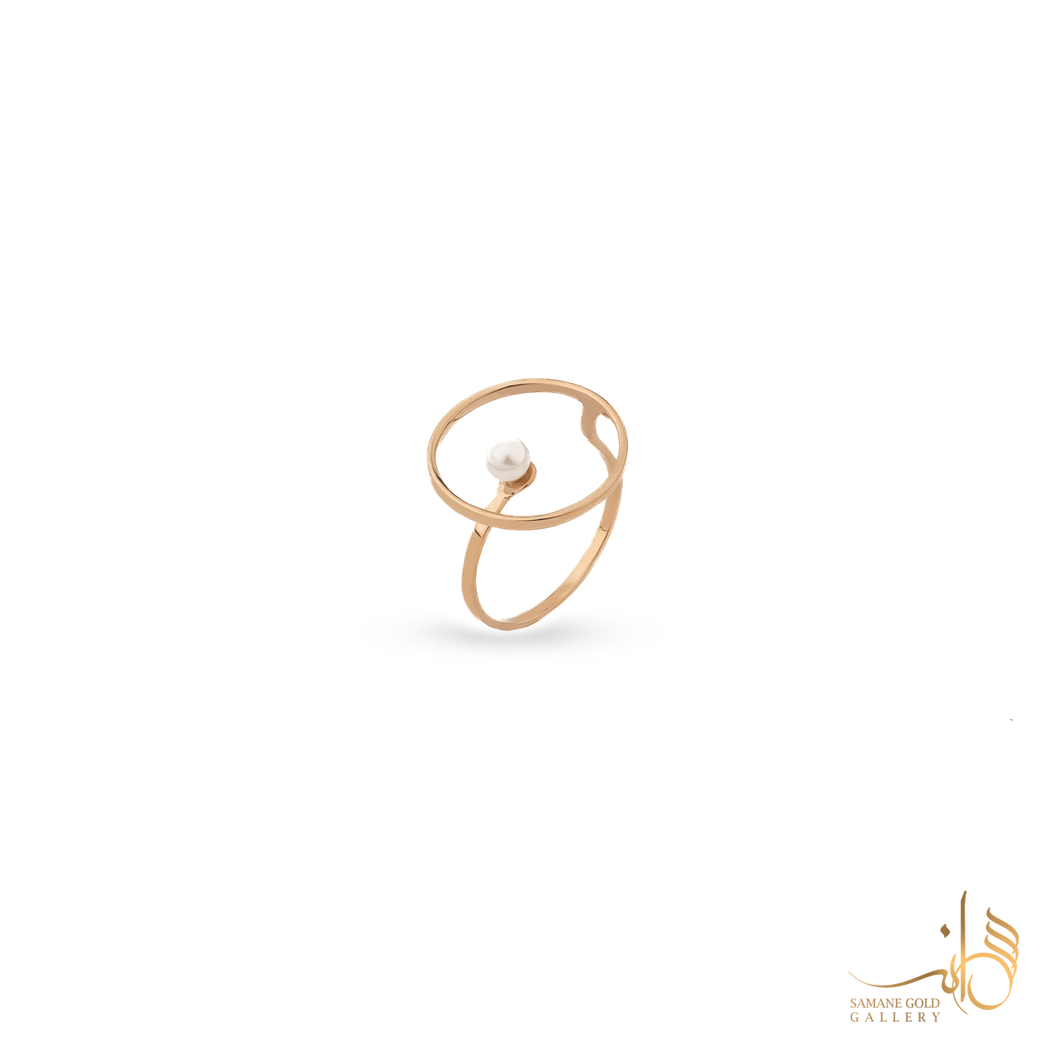 انگشتر طلا دایره و مروارید