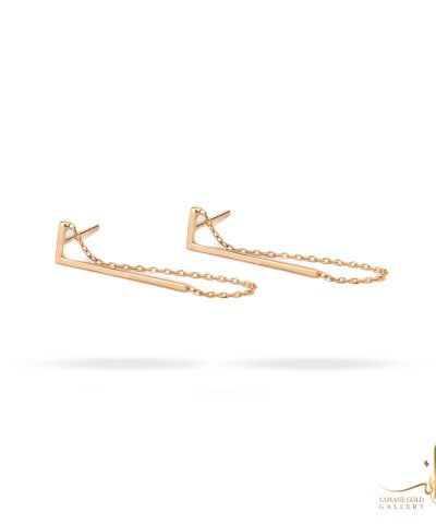 گوشواره طلا میخی ال زنجیردار