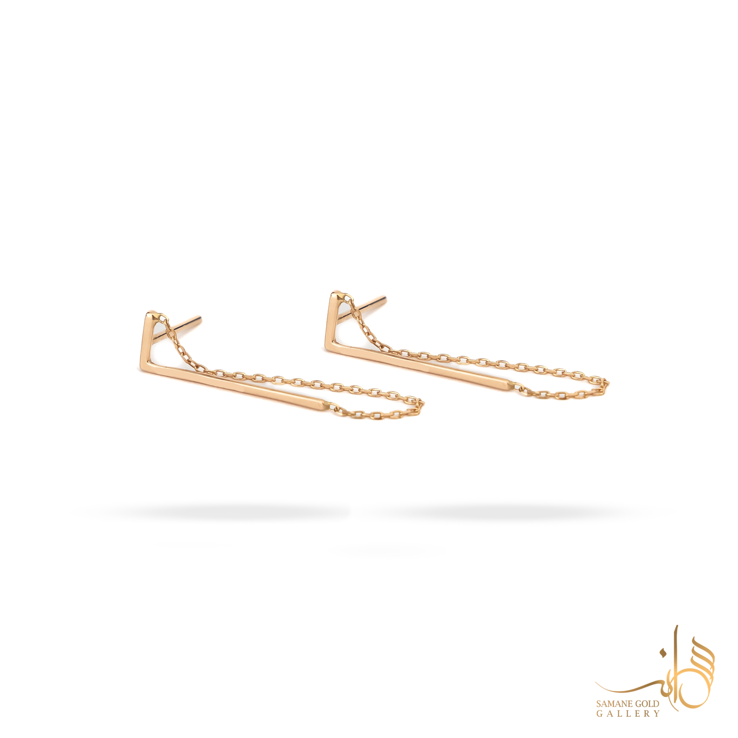 گوشواره طلا میخی ال زنجیردار