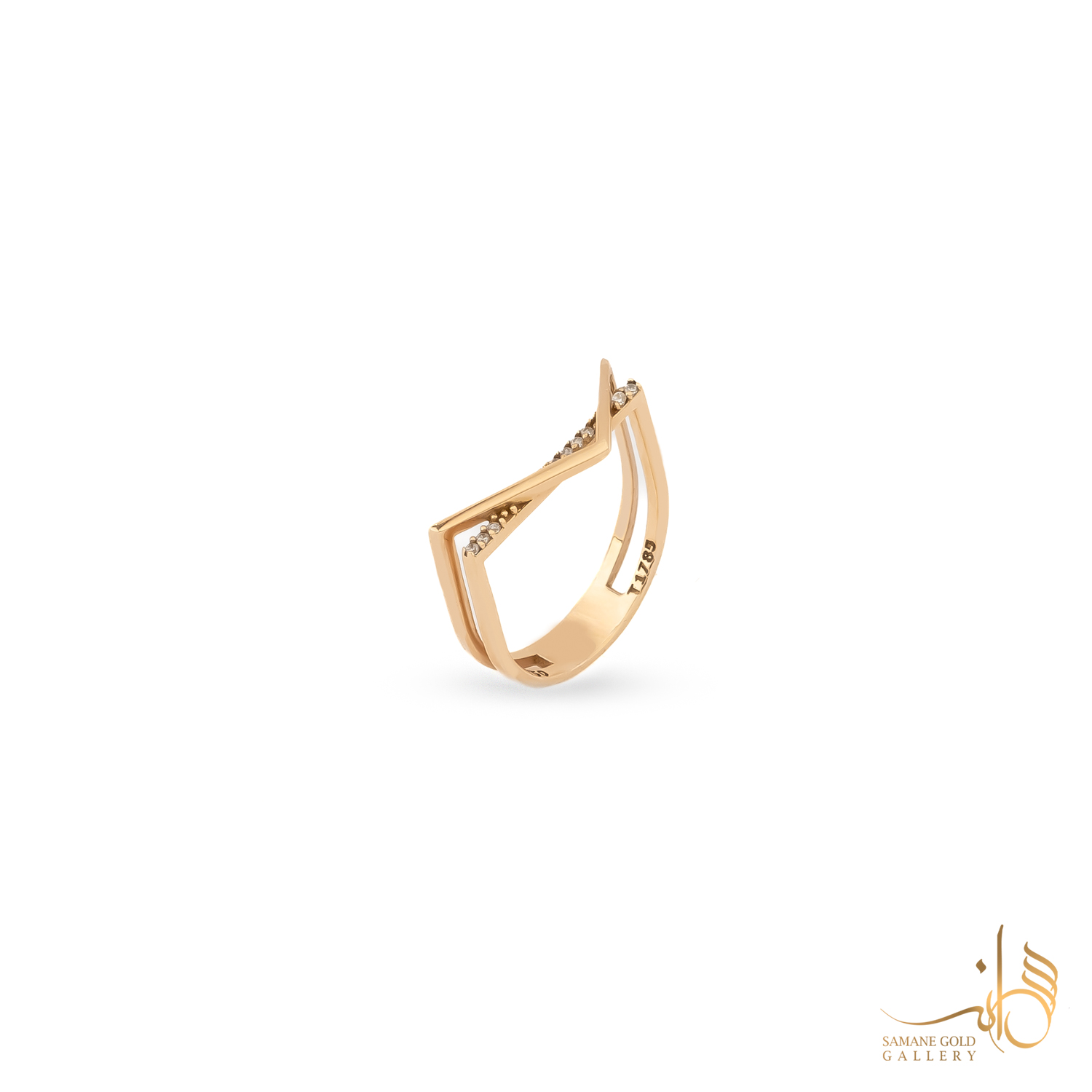 انگشتر طلا دوخط وی