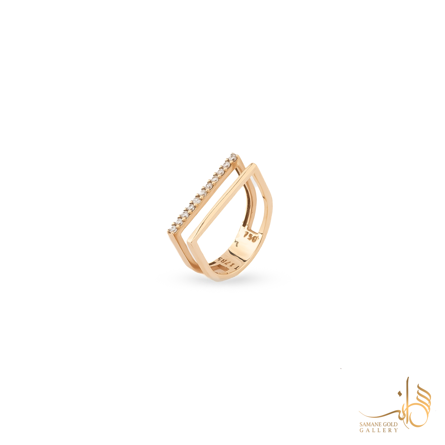 انگشتر طلا دوخط نگین و ساده