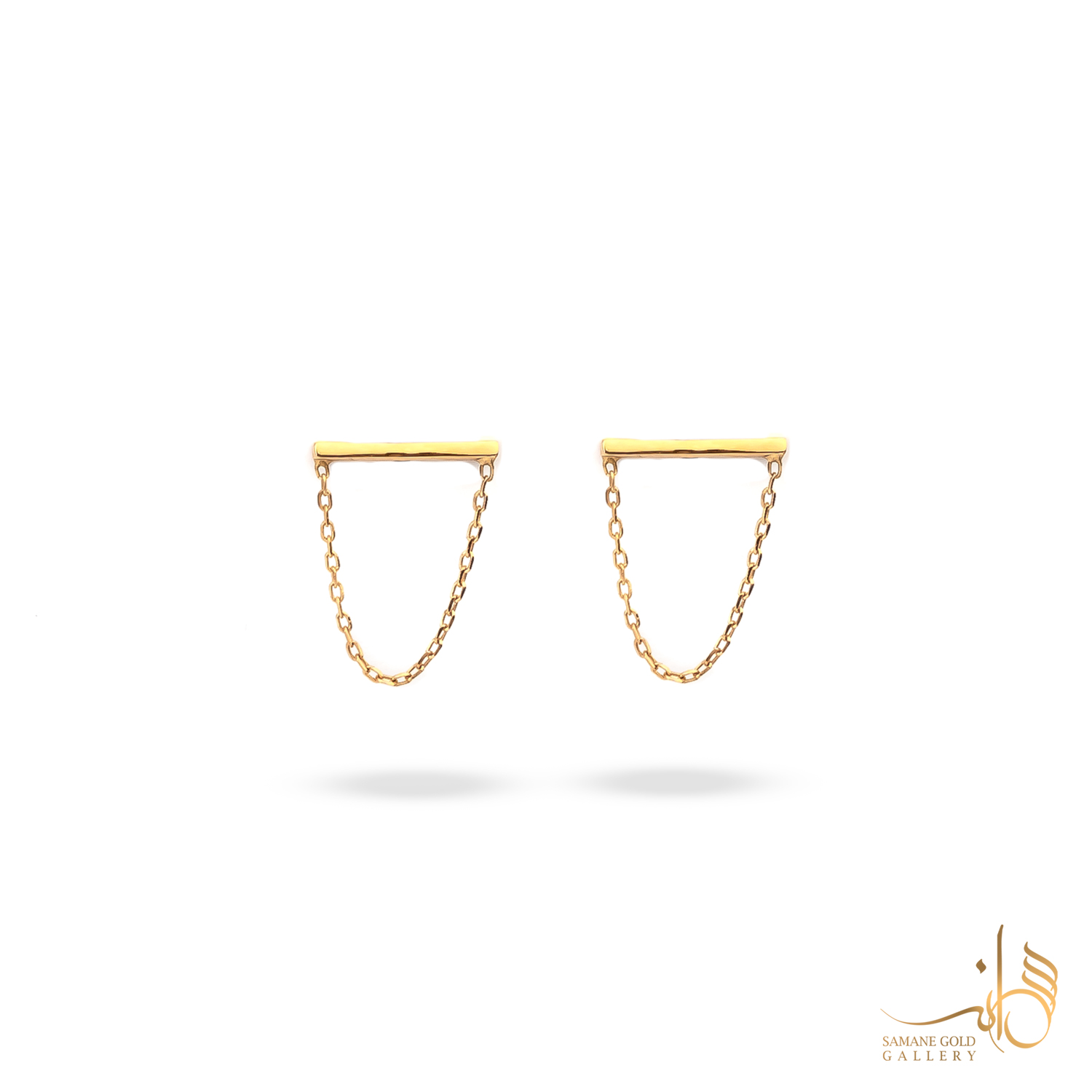 گوشواره طلا میخی خط و زنجیر