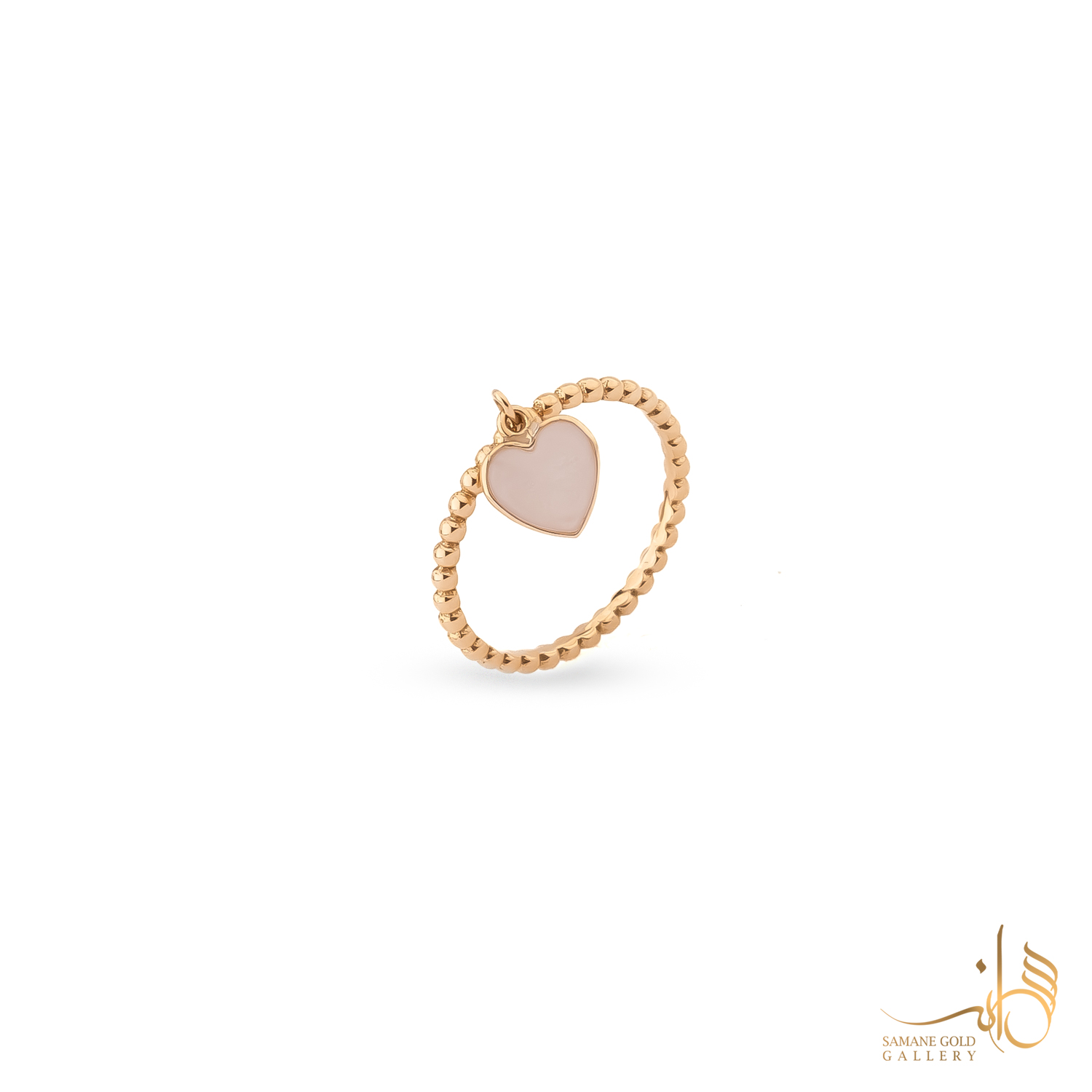 انگشتر طلا گوارسه با قلب صورتی