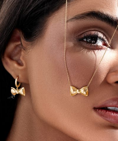 گوشواره طلا زنانه روکو پاپیون آینهای - تصویر 2