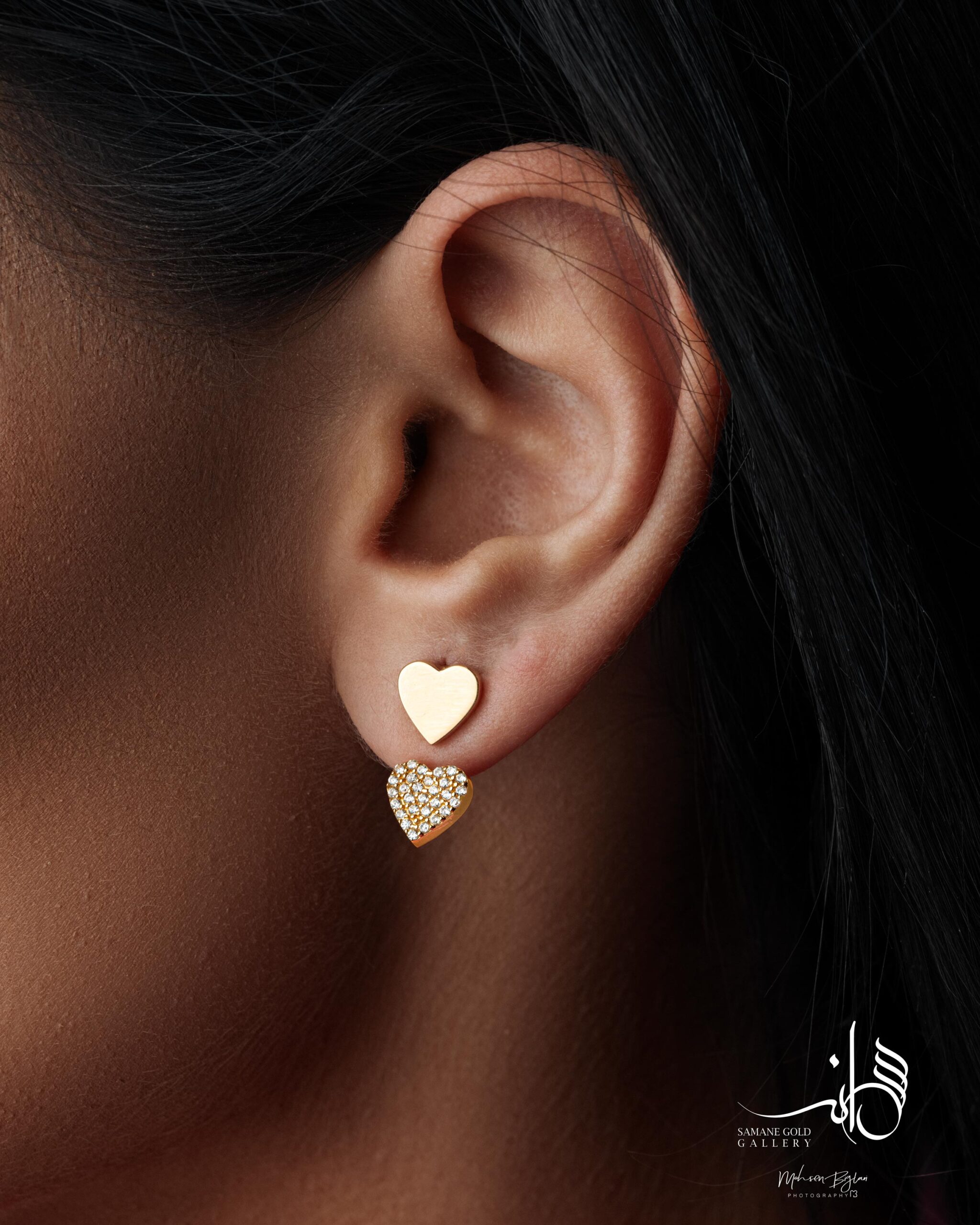 گوشواره میخی زیر و رو قلب نگیندار - Image 2