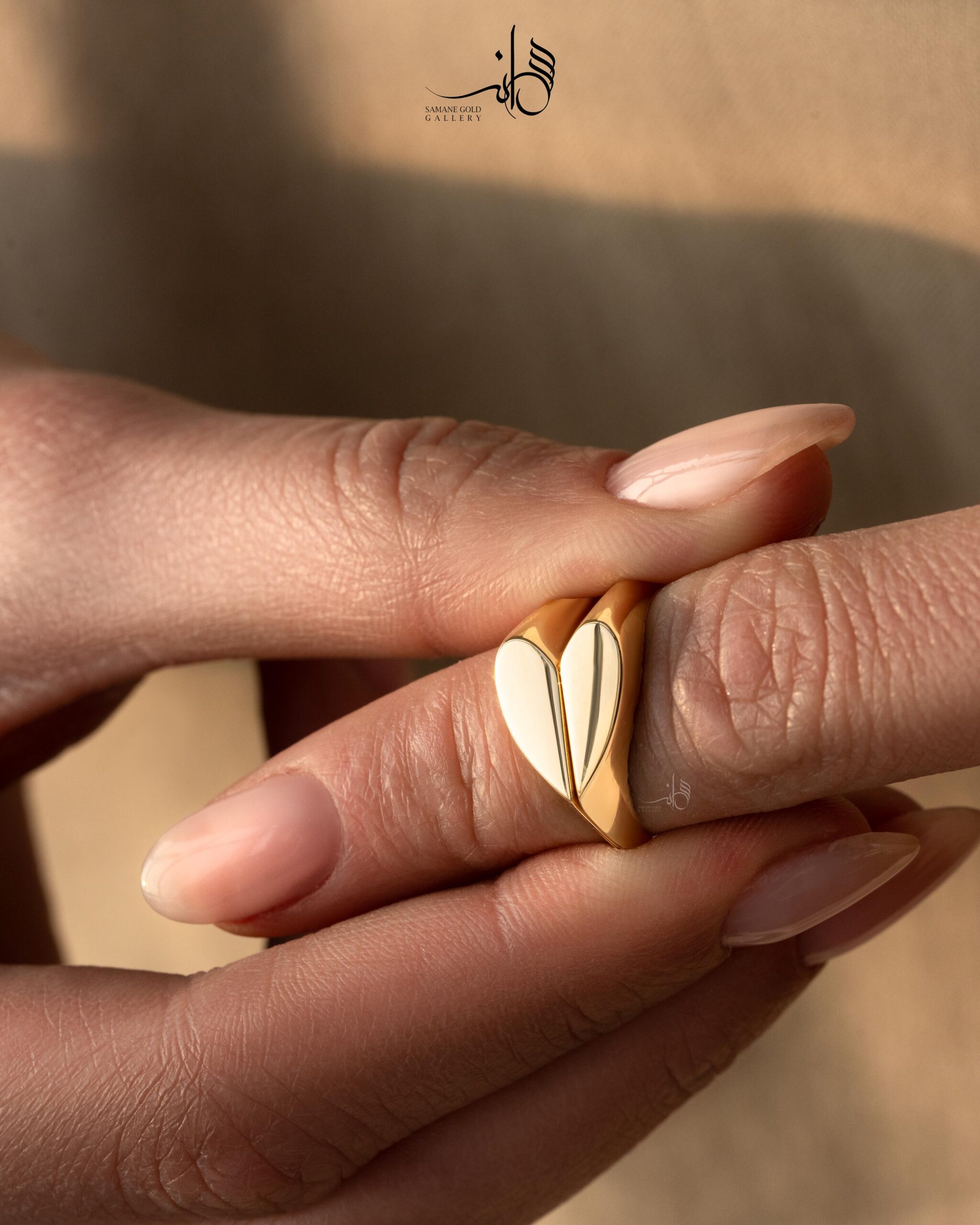 انگشتر طلا قلب آینه ای