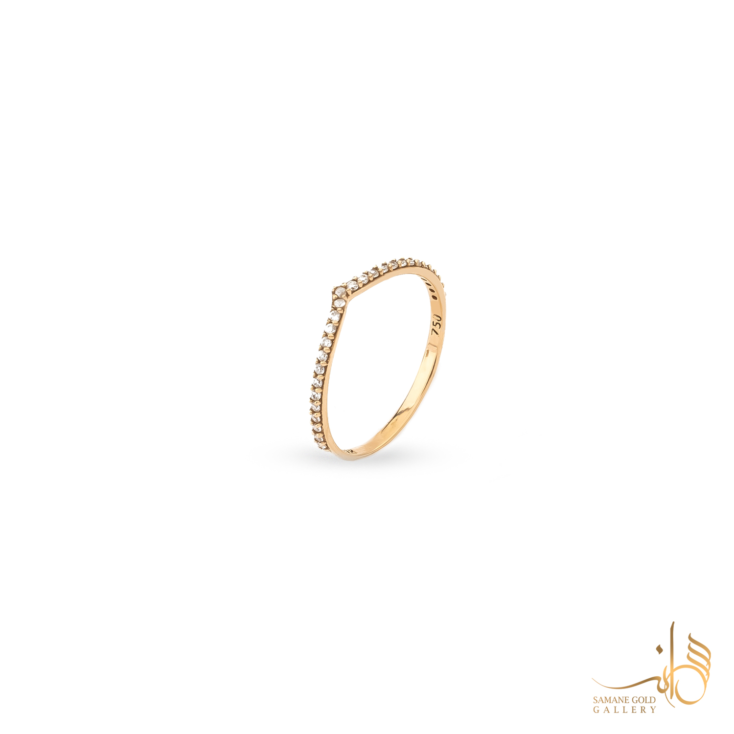رینگ طلا تک‌نگین جناغی نگین‌دار