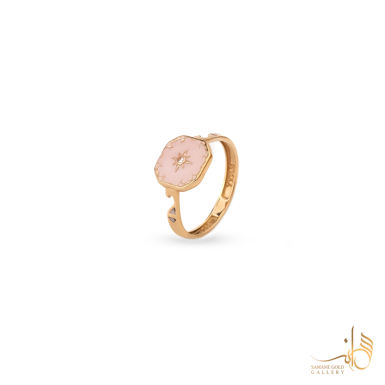 انگشتر طلا نورین مینا صورتی خاص