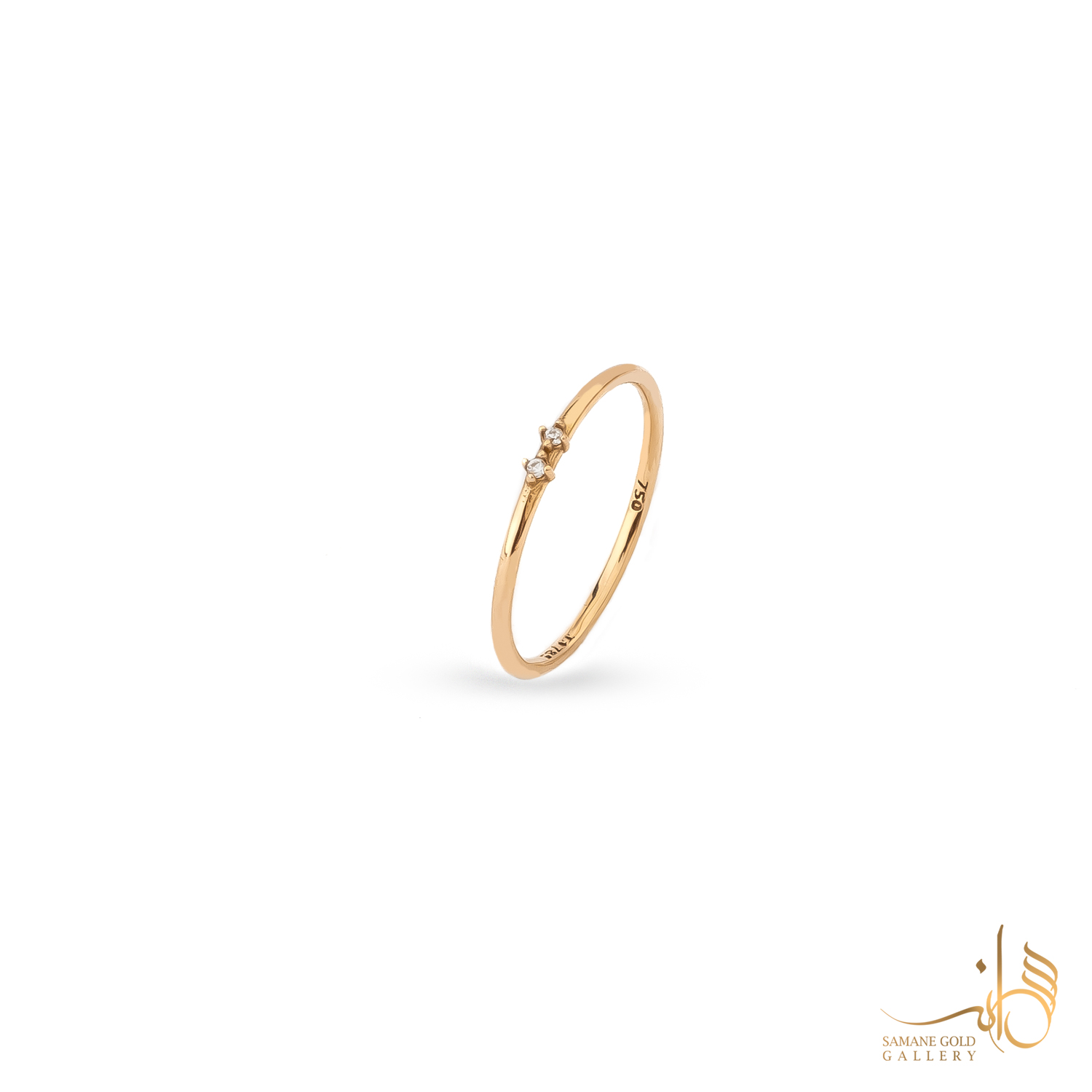 رینگ طلا دو نگینه مینیمال