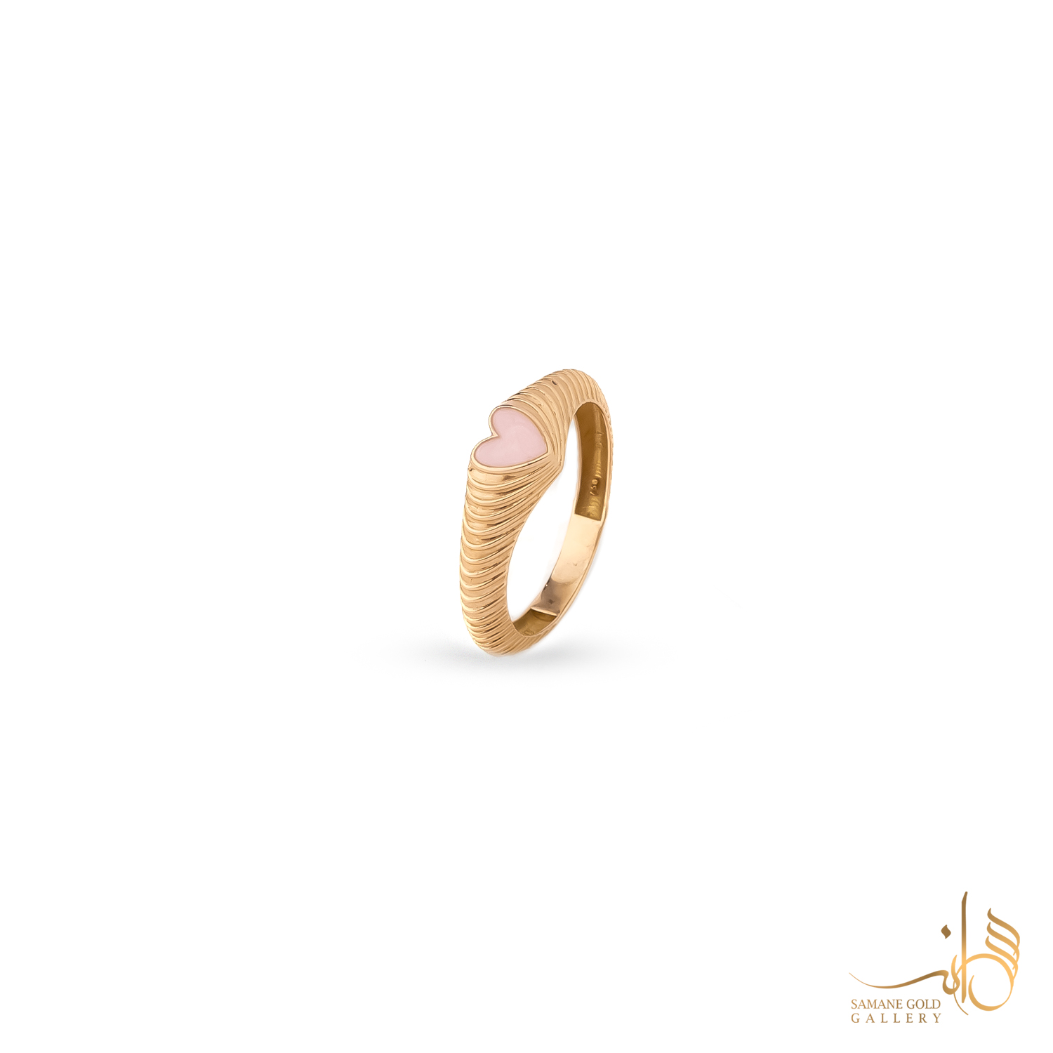 انگشتر طلا قلب تلالو صورتی