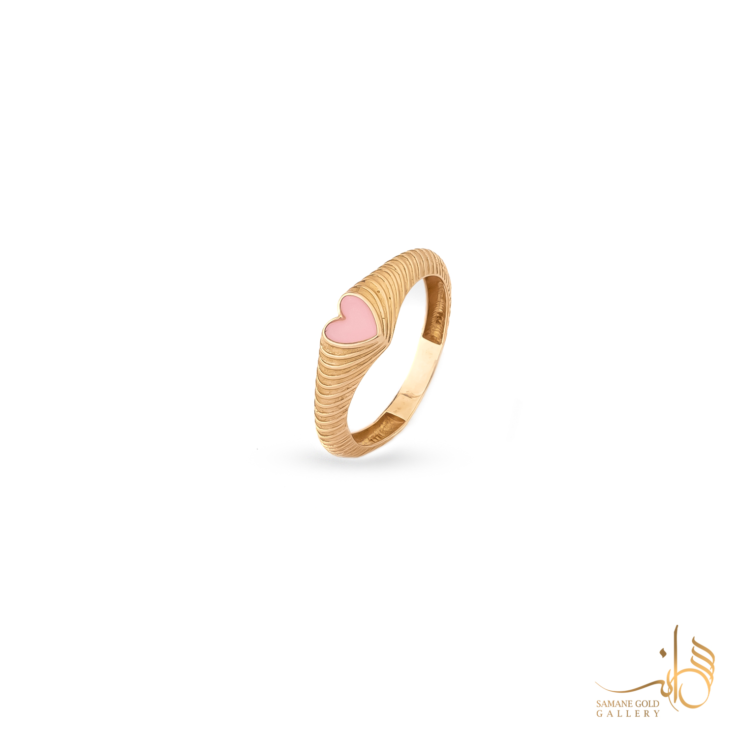 انگشتر طلا قلب تلالو صورتی پررنگ