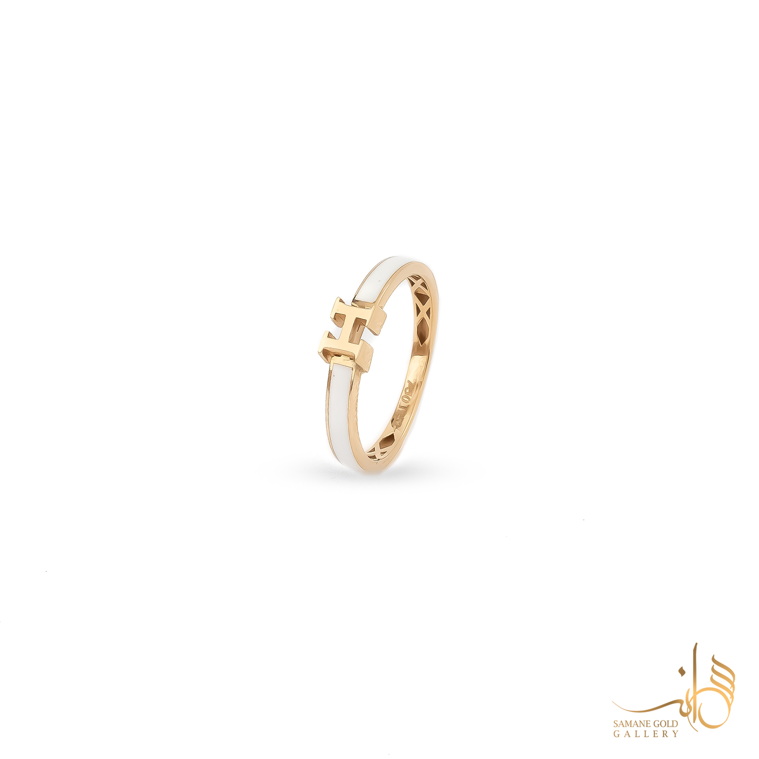 انگشتر طلا هرمس مینا سفید