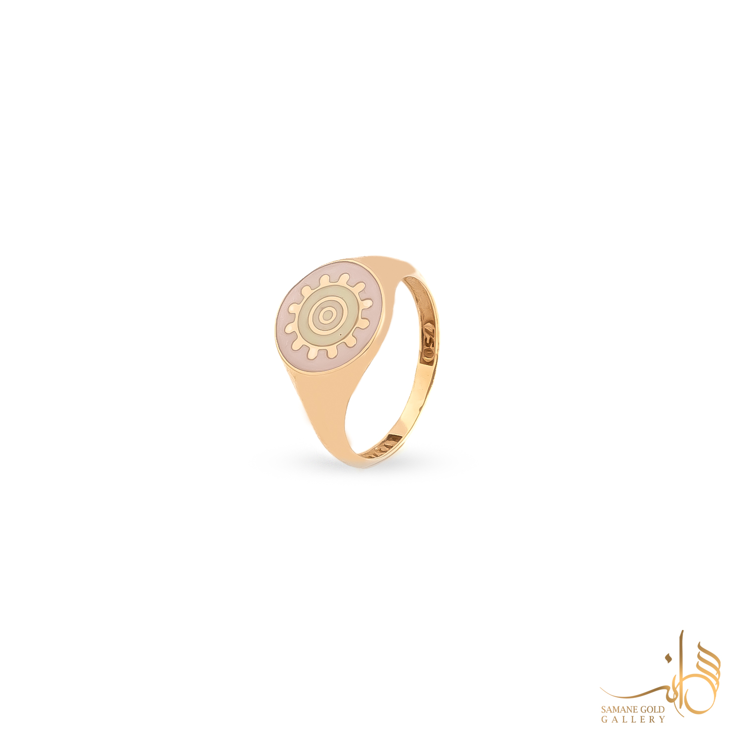 انگشتر طلا خورشید مینا صورتی