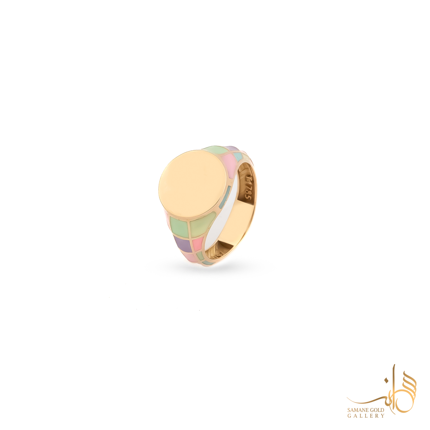 انگشتر طلا دایره رنگین‌کمانی