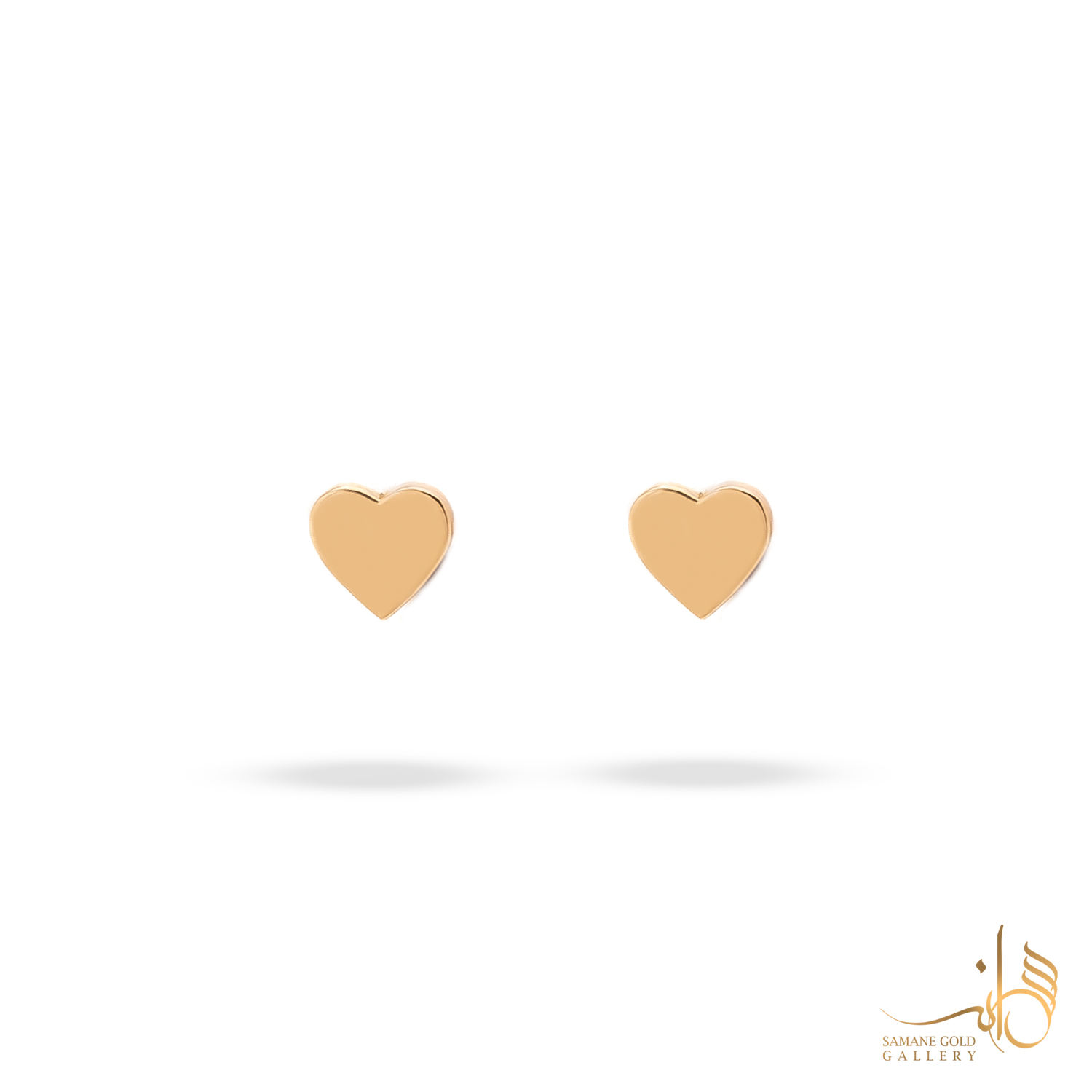 گوشواره طلا میخی قلب آینه‌ ای