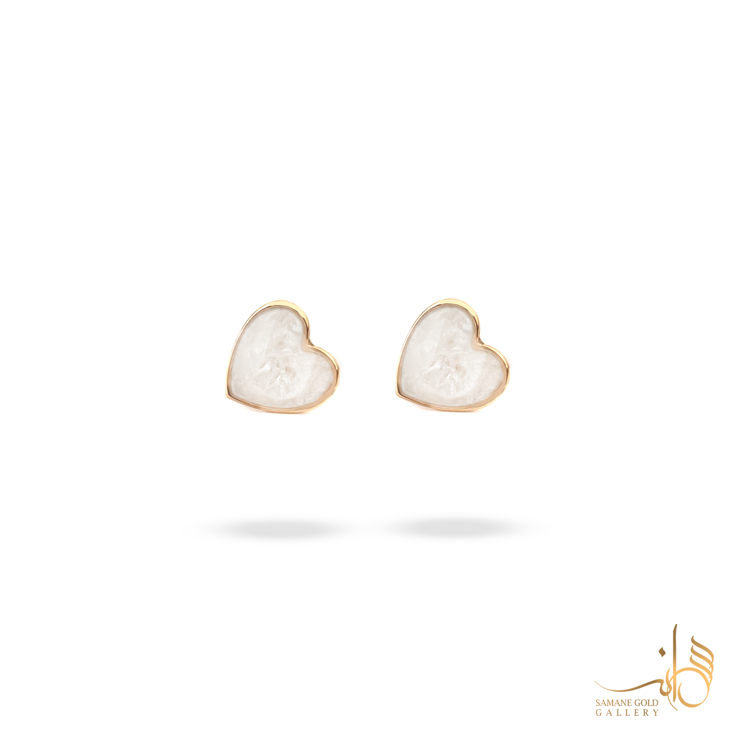 گوشواره طلا میخی قلب مینا سفید