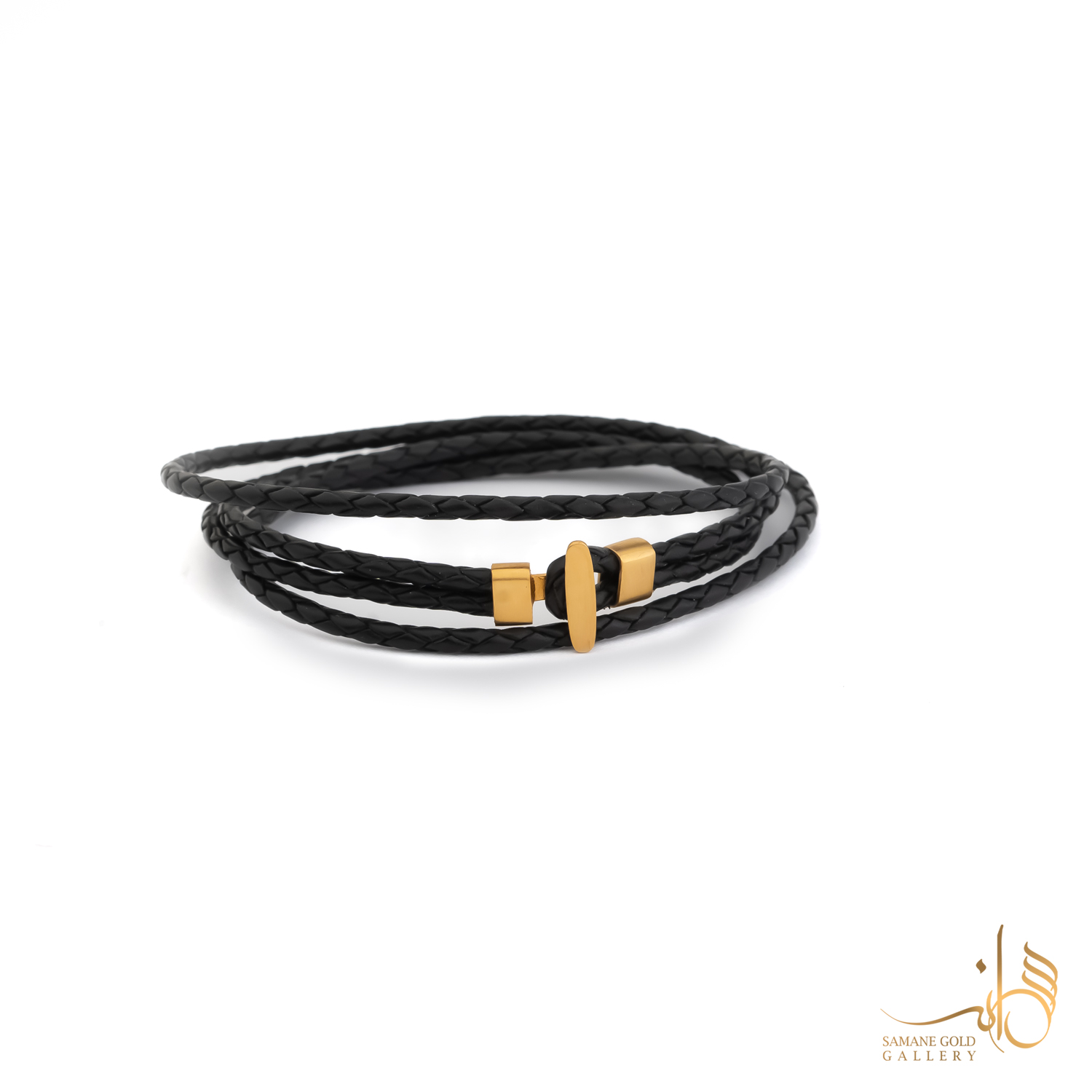 دستبند طلا و چرم قلاب