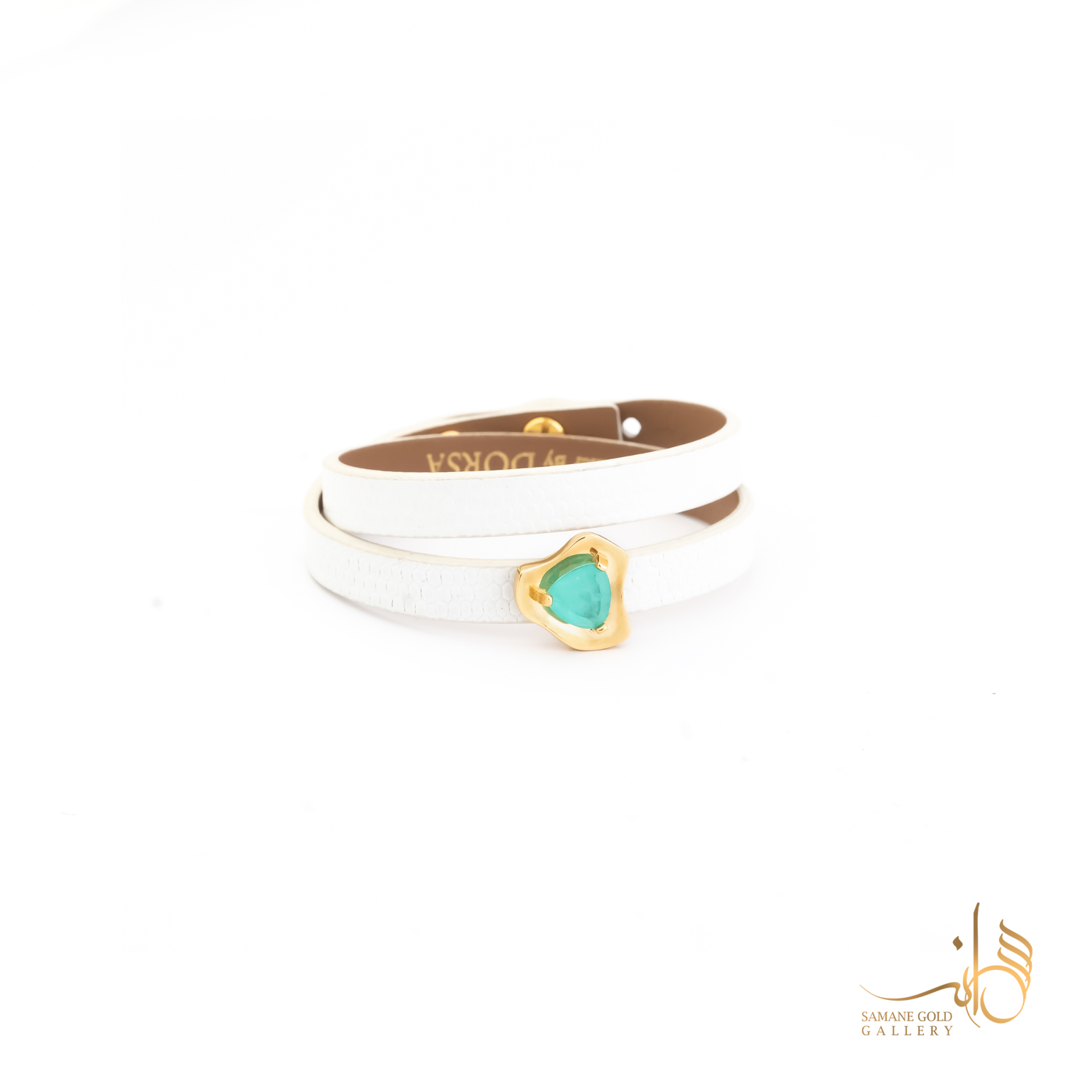 دستبند طلا و چرم کشویی هنگام