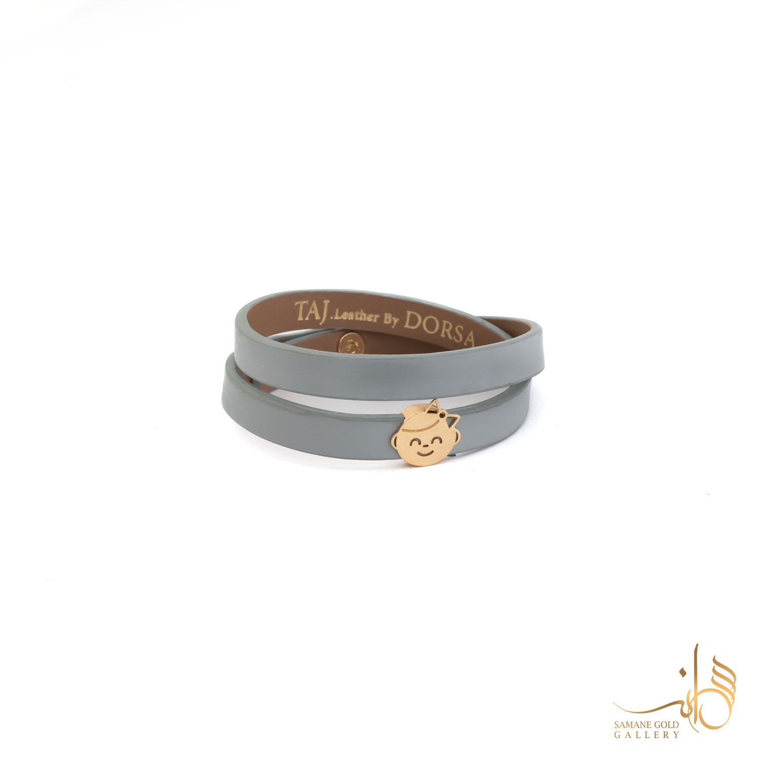 دستبند طلا و چرم کشویی استیکر دختر