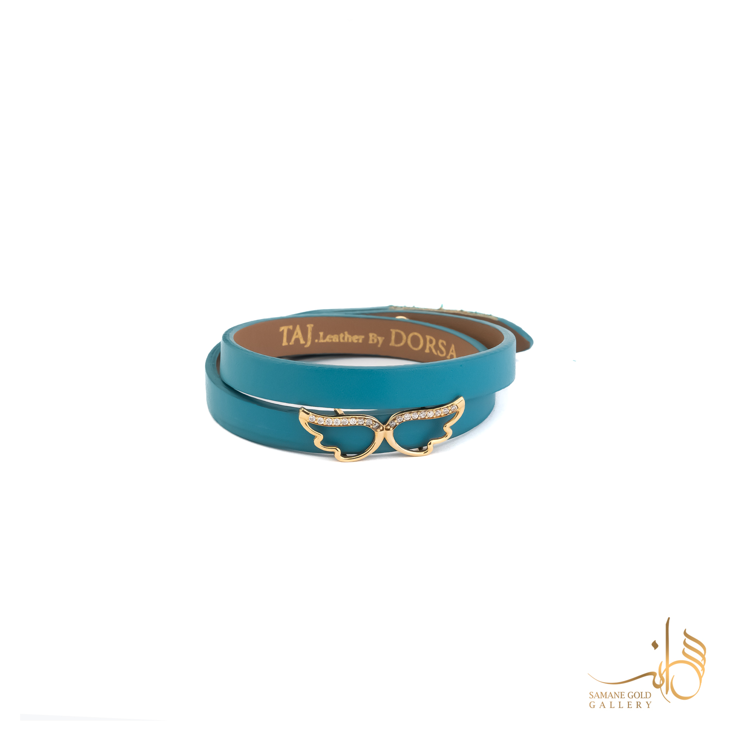 دستبند طلا و چرم کشویی بال فرشته