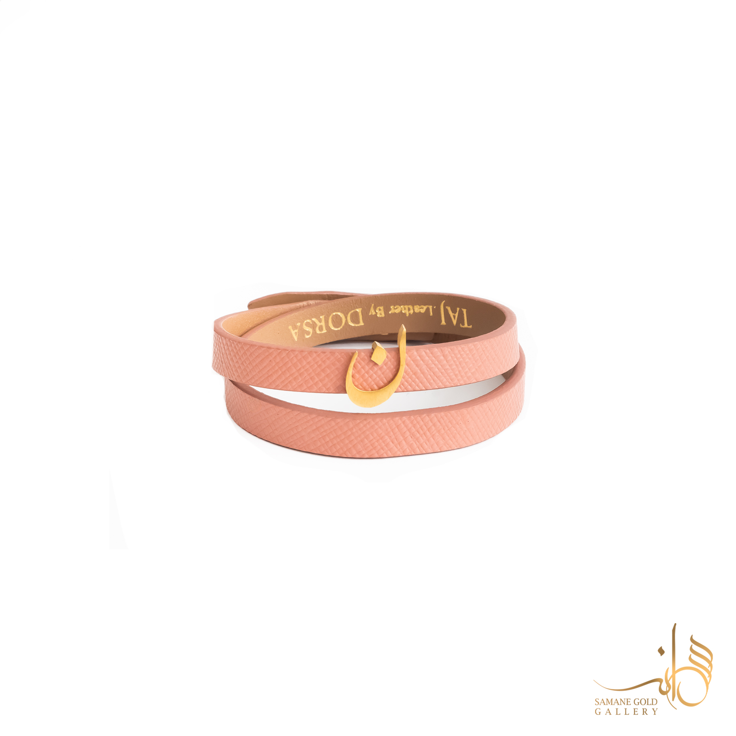 دستبند طلا و چرم کشویی حرف ن