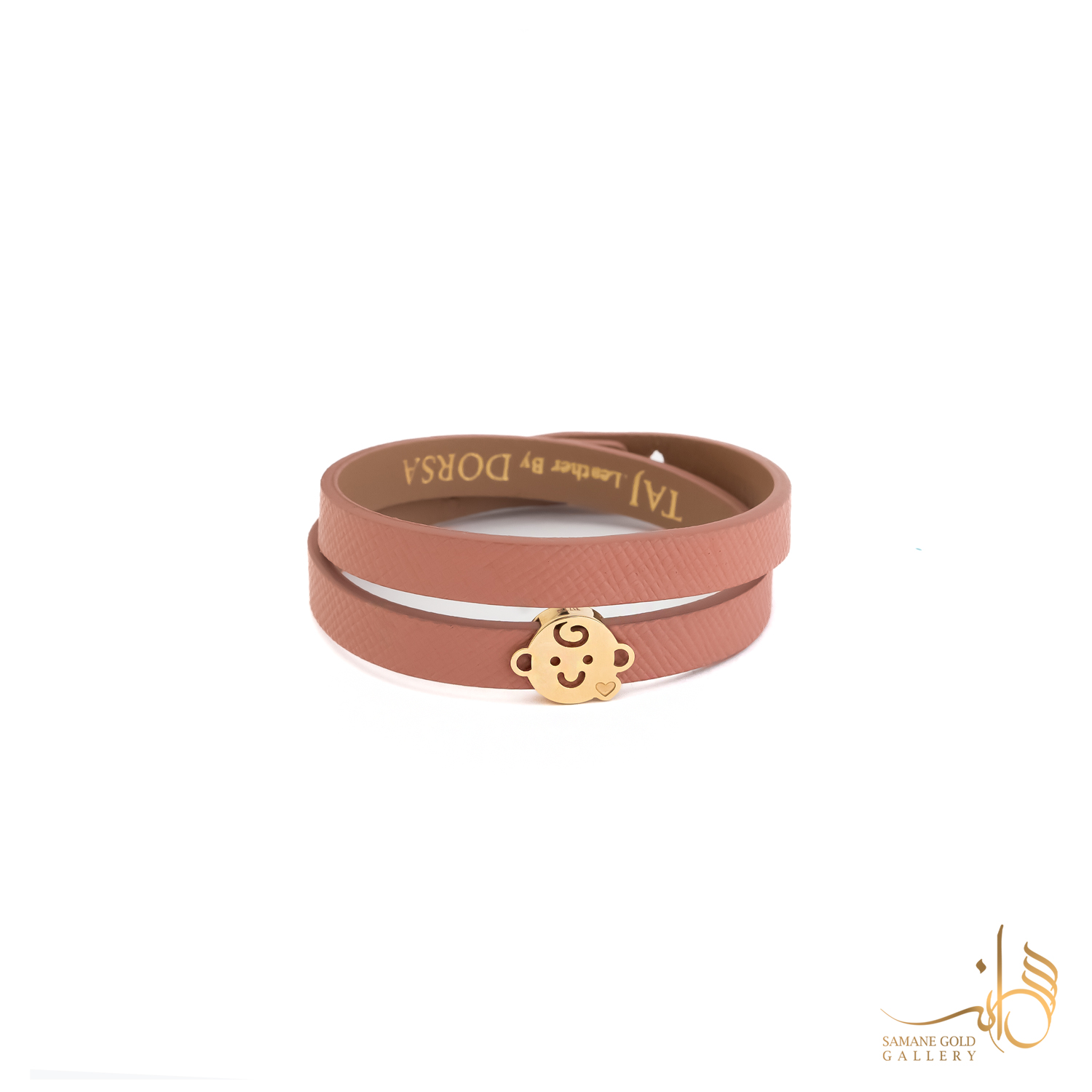 دستبند طلا و چرم کشویی استیکر پسر