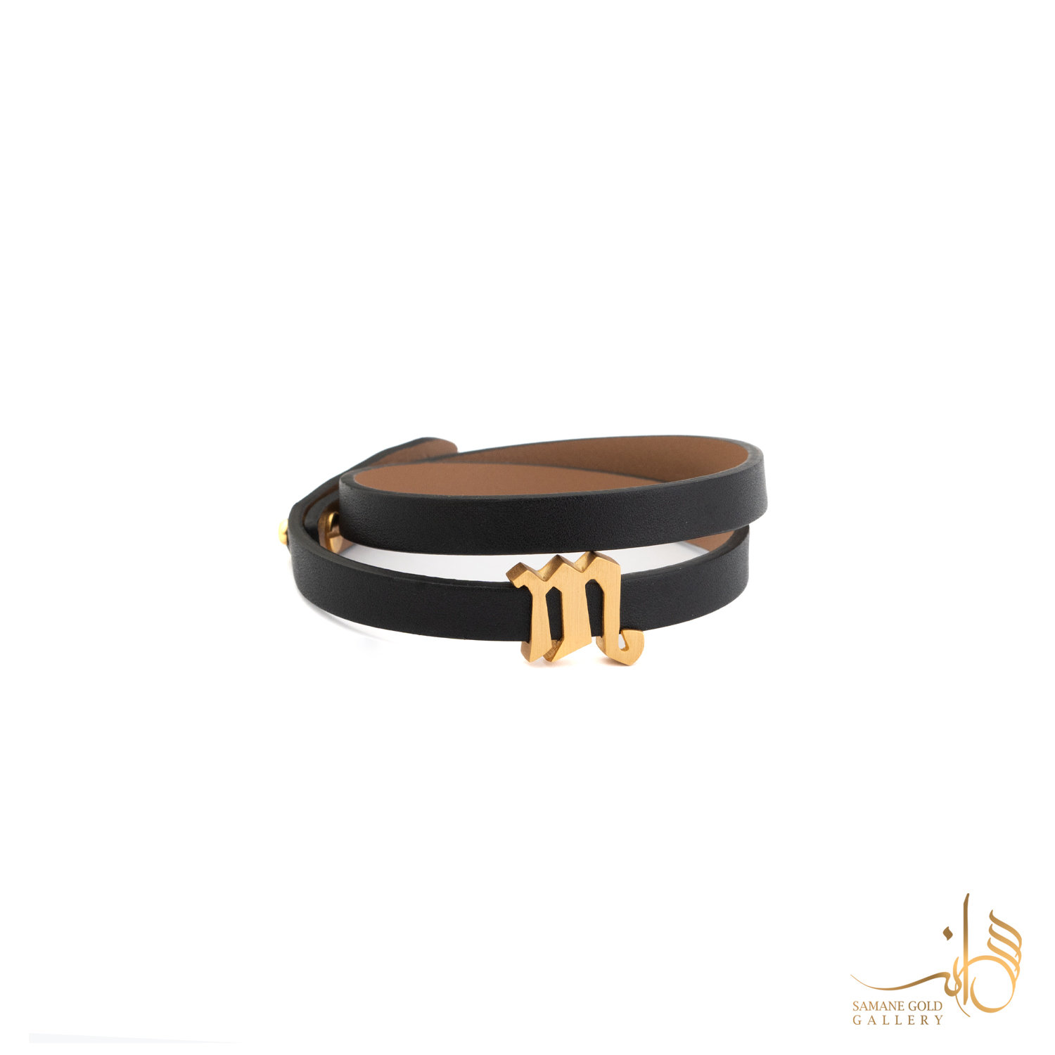 دستبند طلا و چرم نماد یونانی شهریور