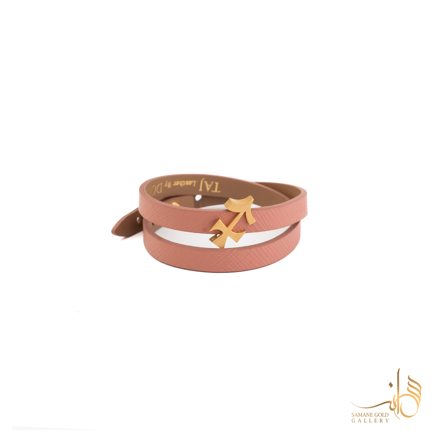 دستبند طلا و چرم نماد یونانی آذر