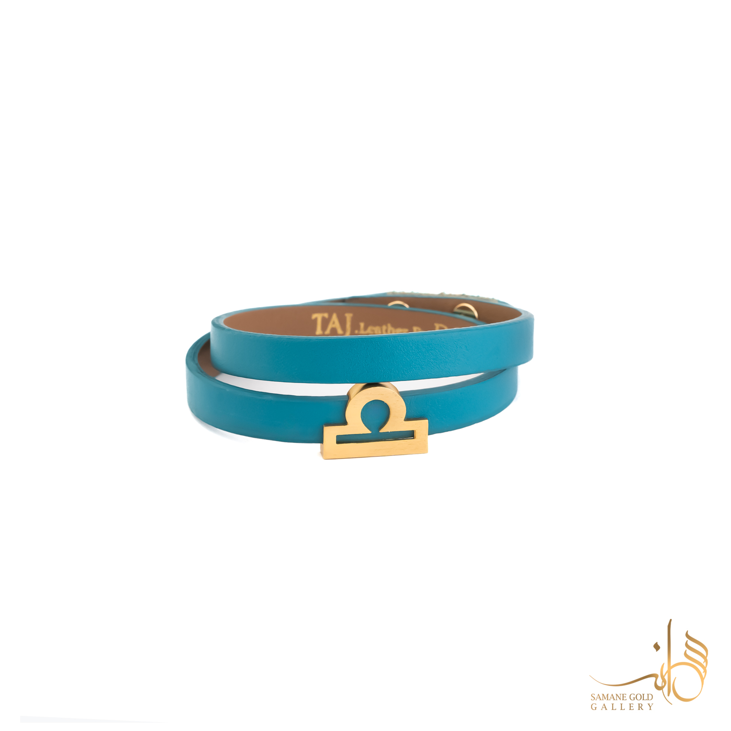 دستبند طلا و چرم نماد یونانی مهر