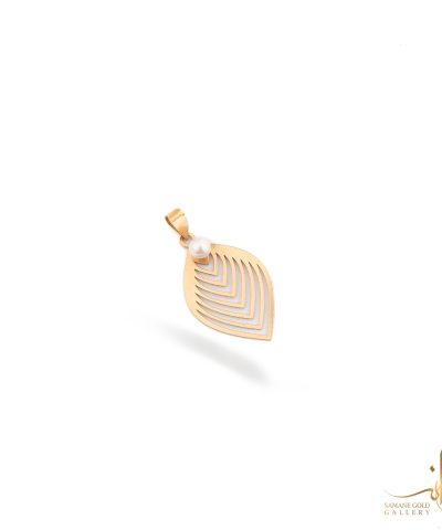 آویز طلا برگ و مروارید