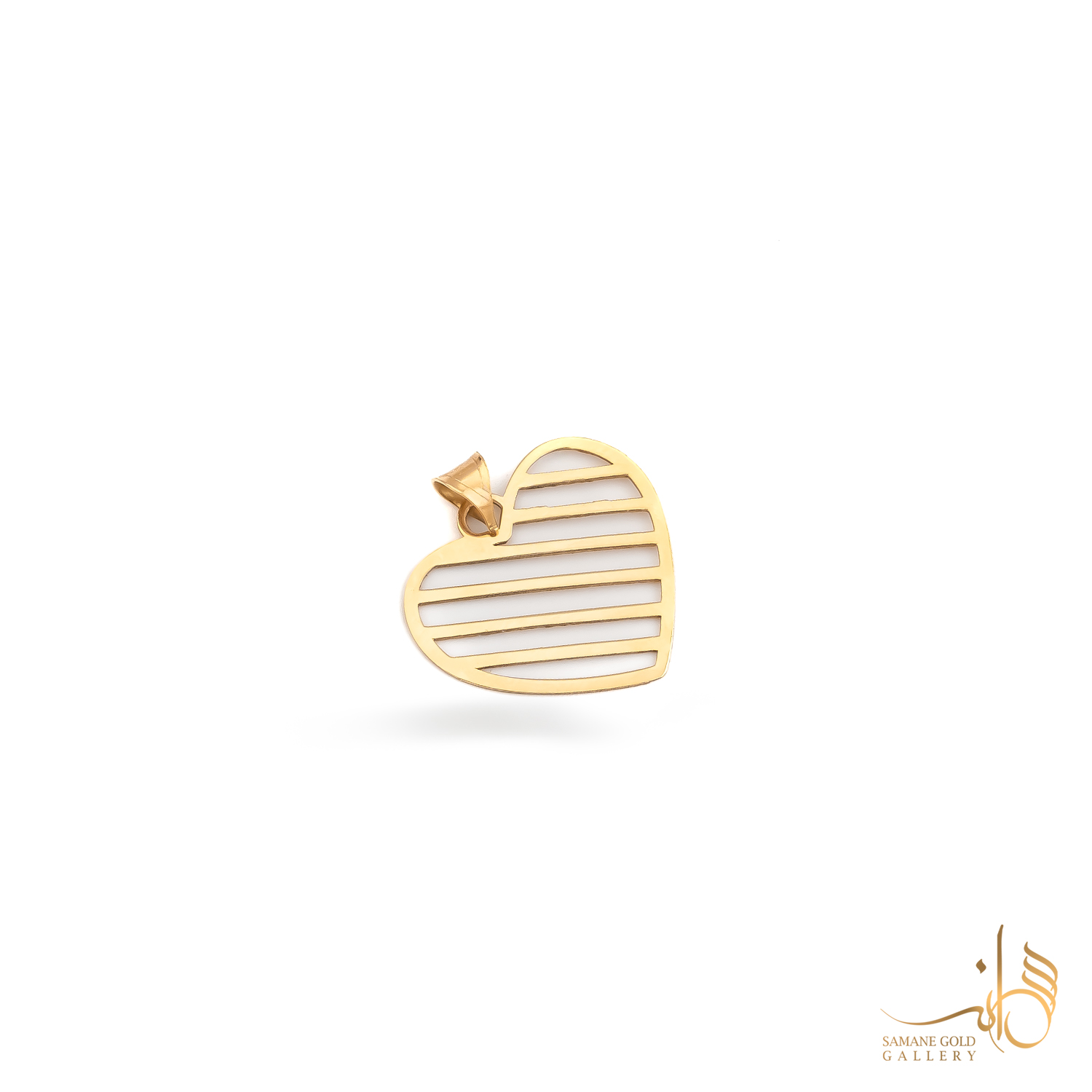 آویز طلا قلب راه‌راه