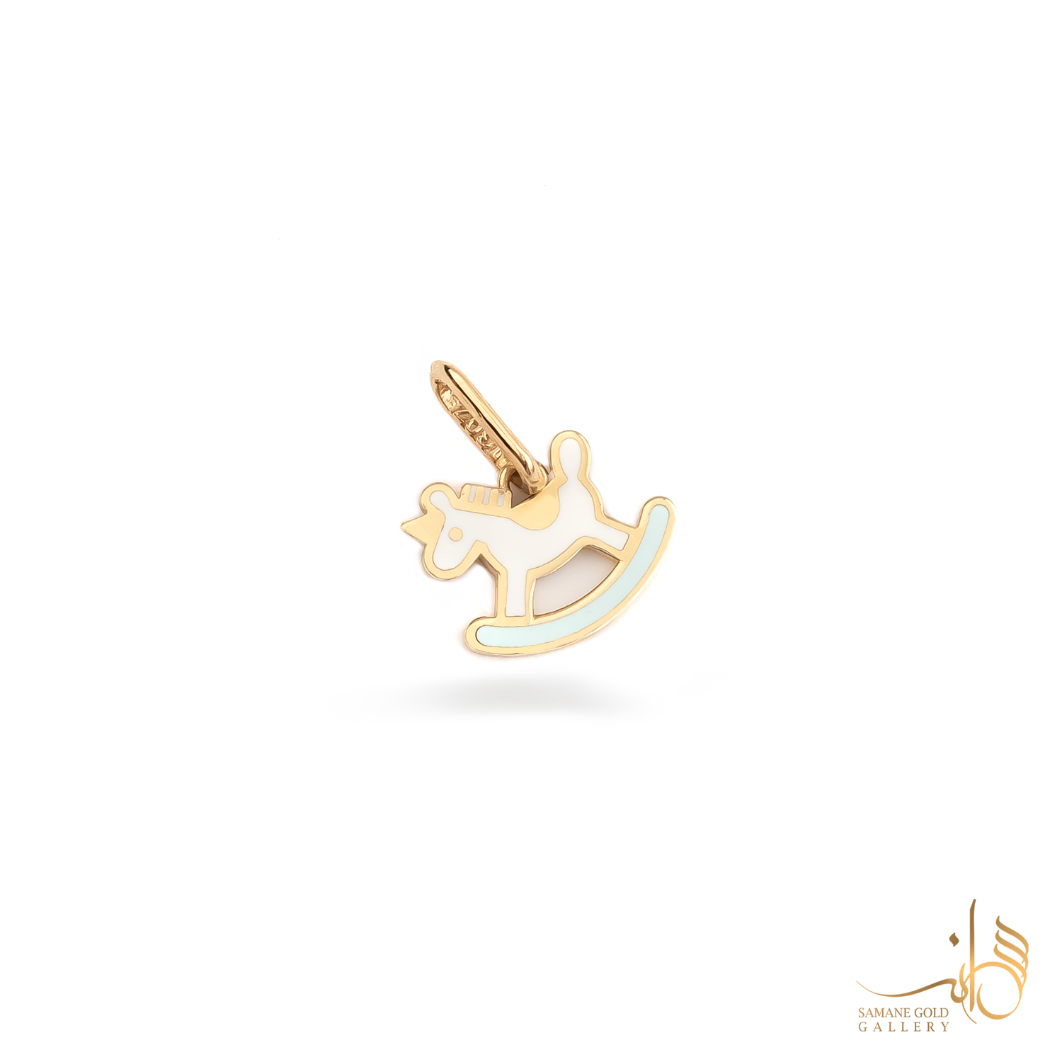 آویز طلا اسب راکر آبی میناکاری