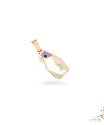 آویز طلا پرنده میناکاری