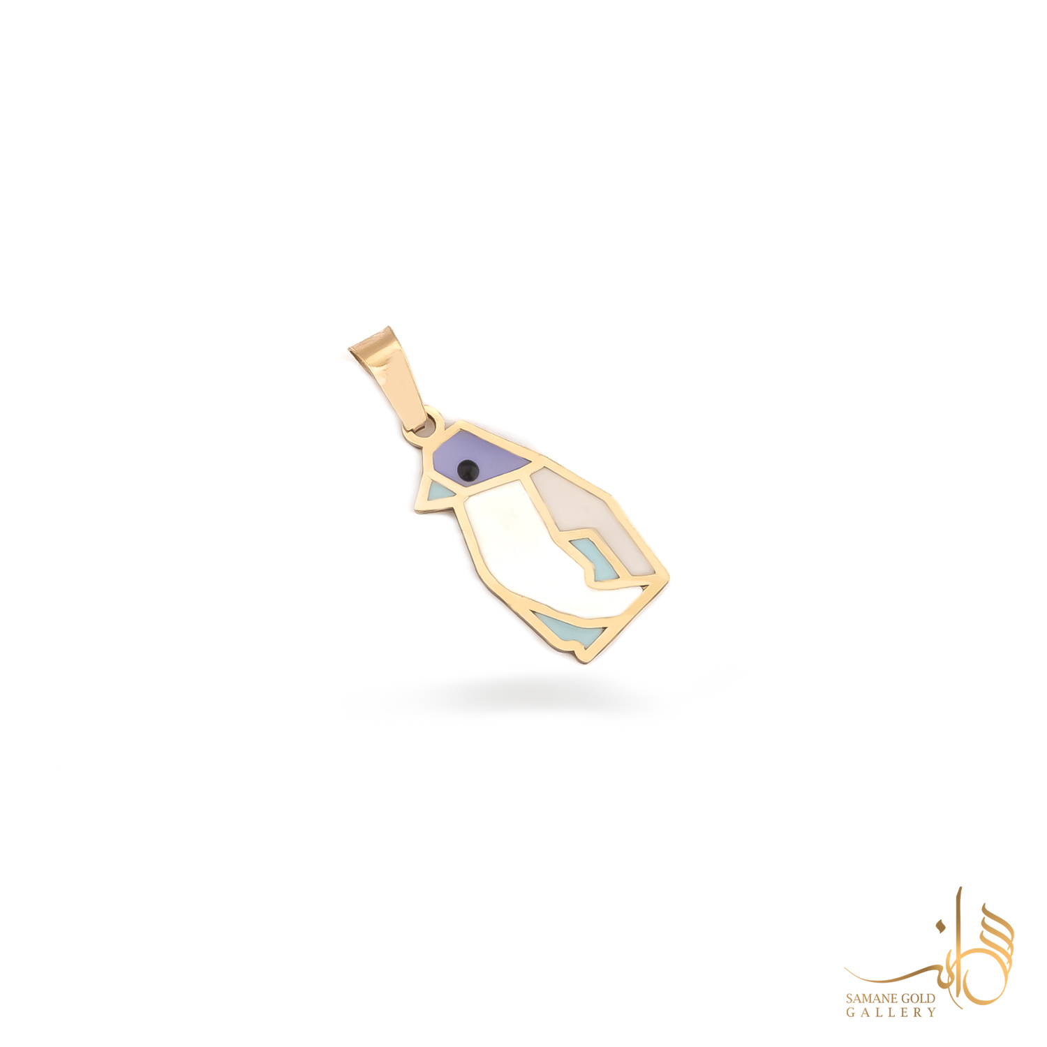 آویز طلا پرنده میناکاری